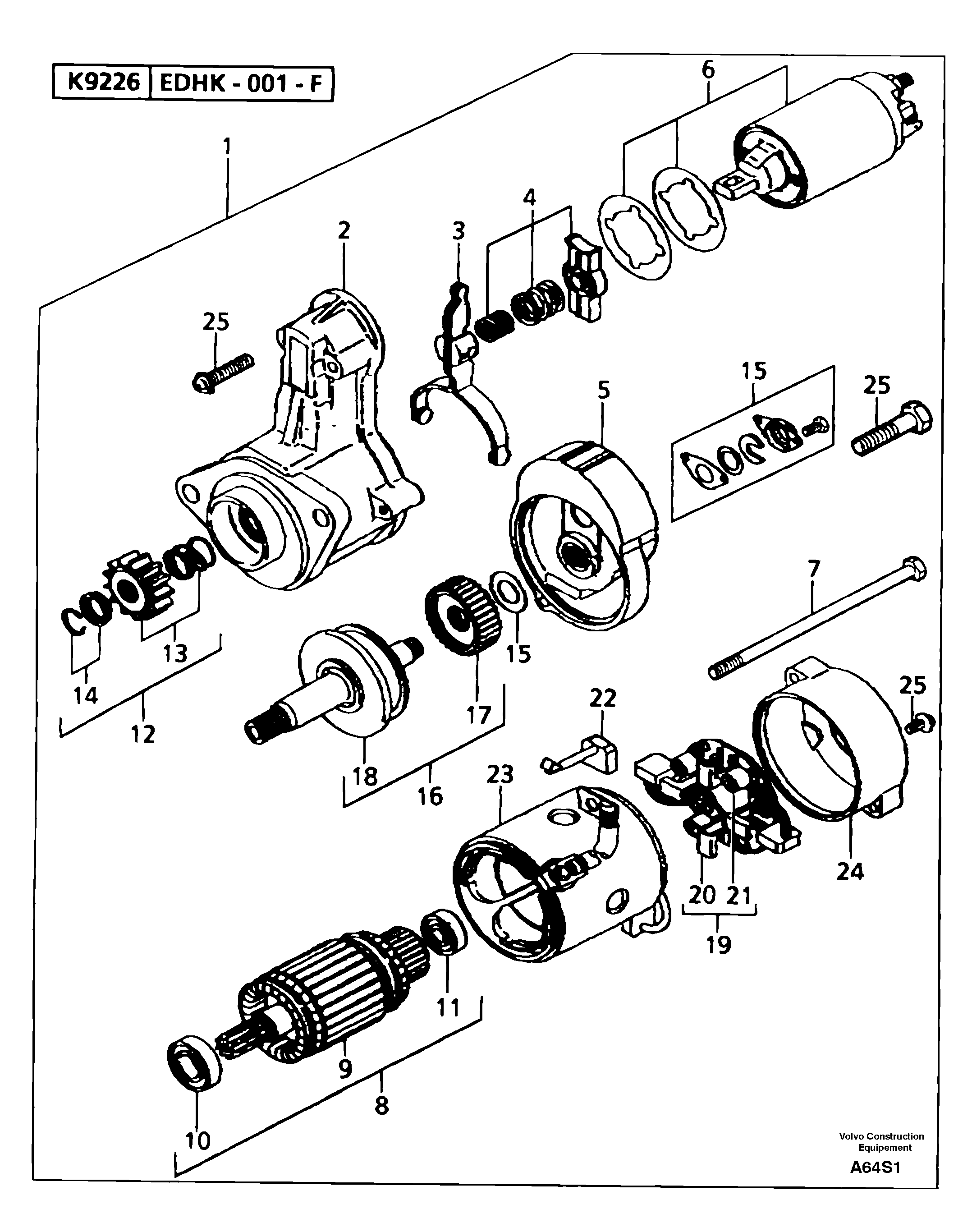 Starter motor  12 V - 2,2 KW — volvo parts diagram