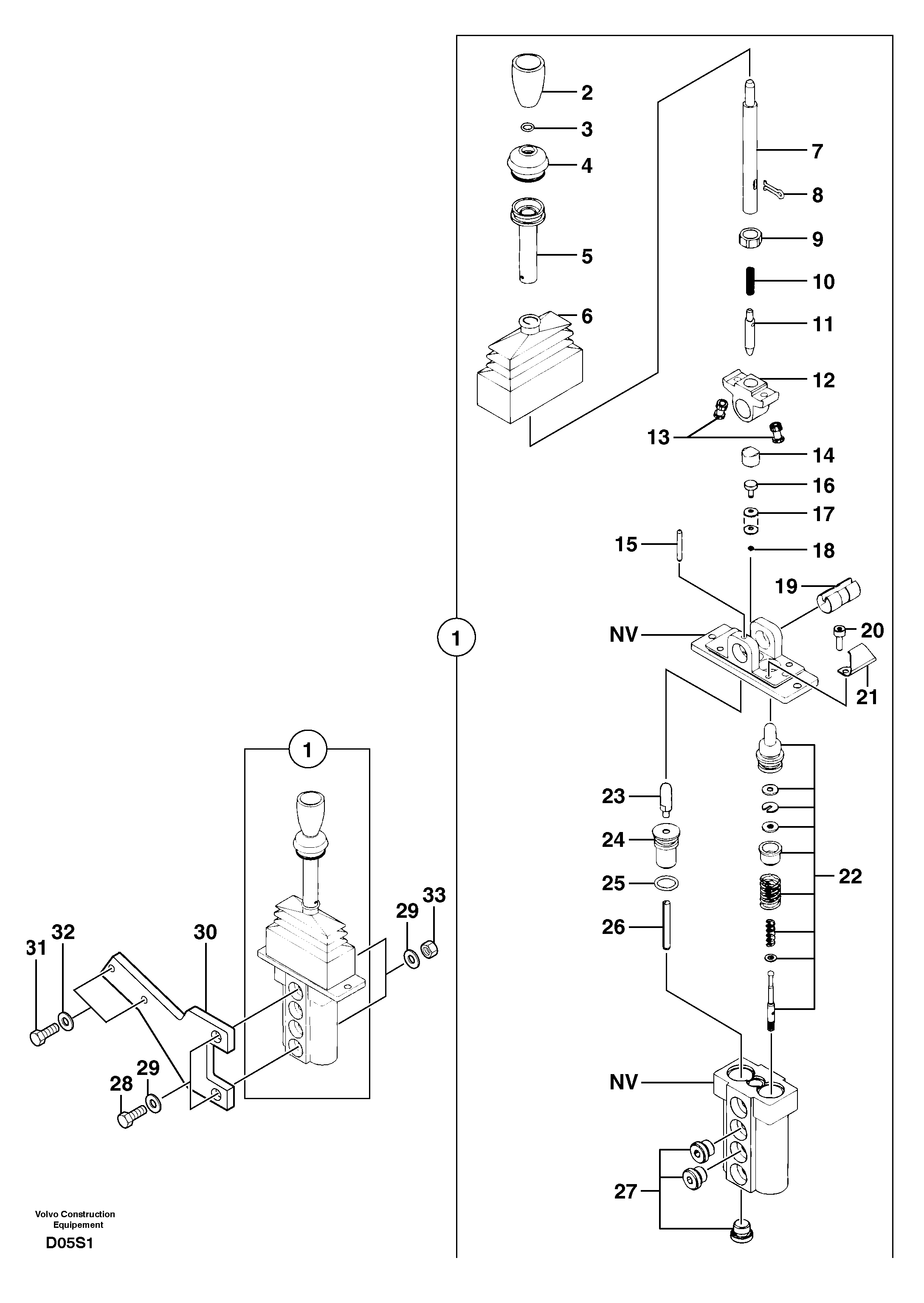 Hand brake control — volvo parts diagram