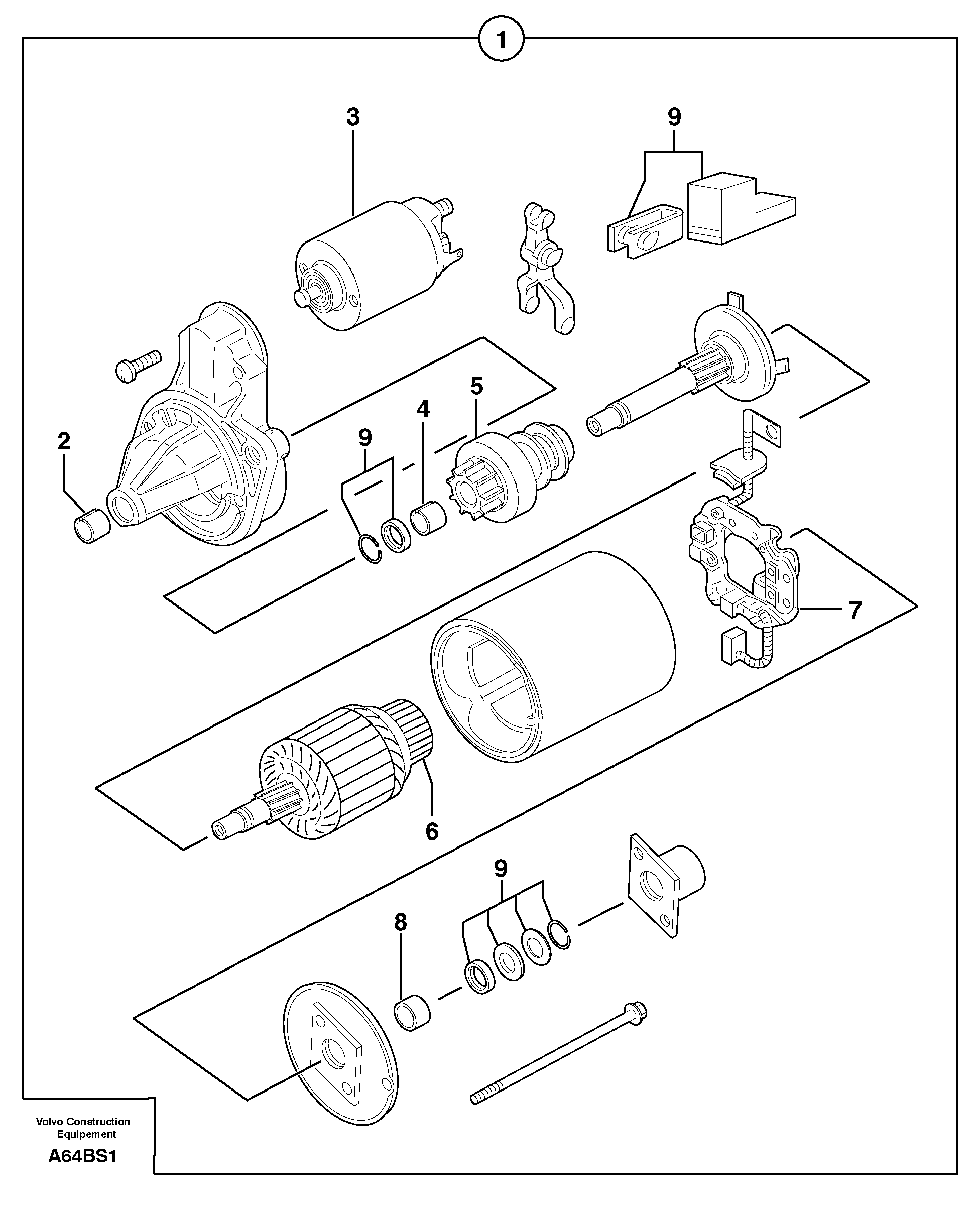 Starter motor  12 V - 2 KW — volvo parts diagram