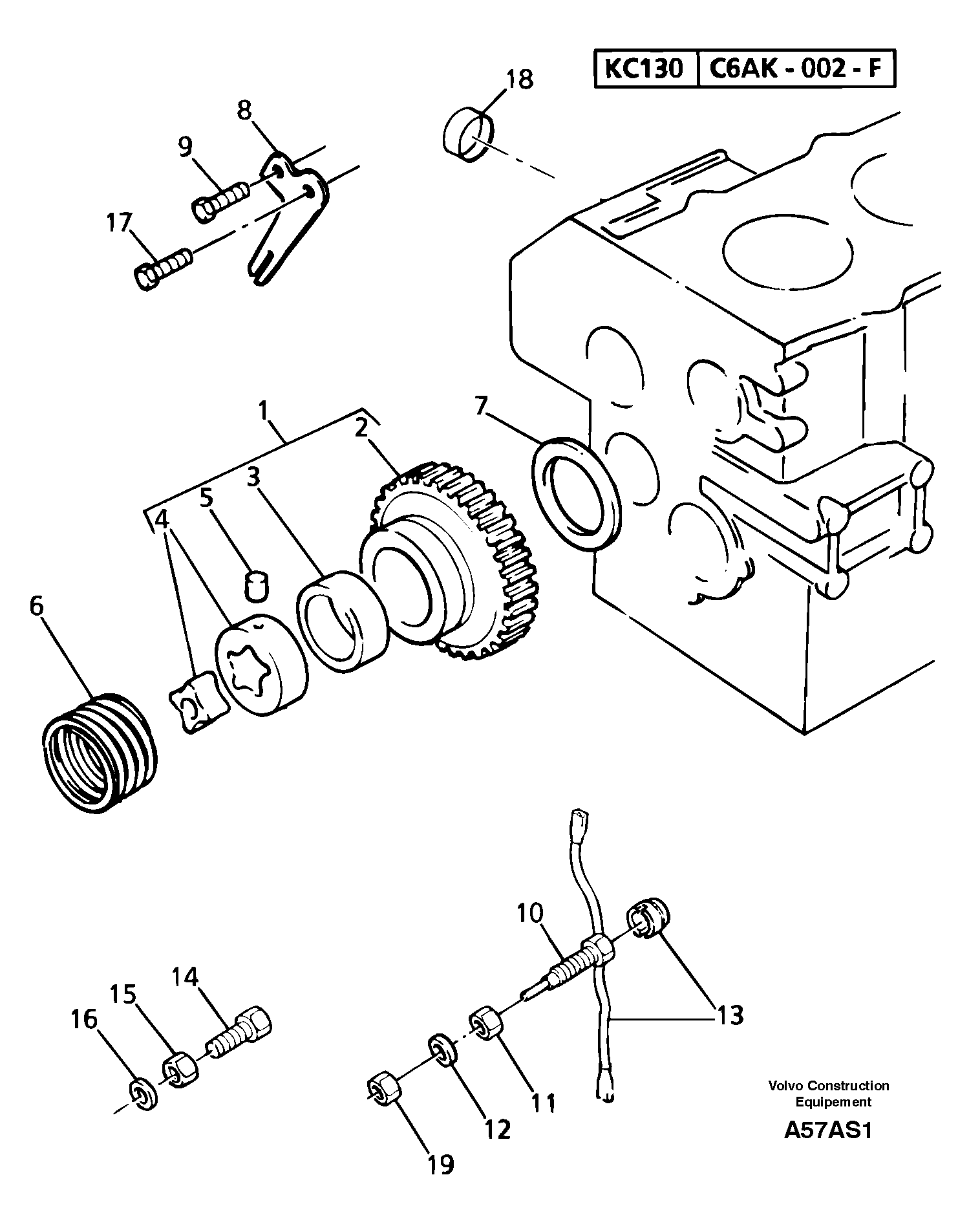 Lubrication oil pump and discharge valve — volvo parts diagram