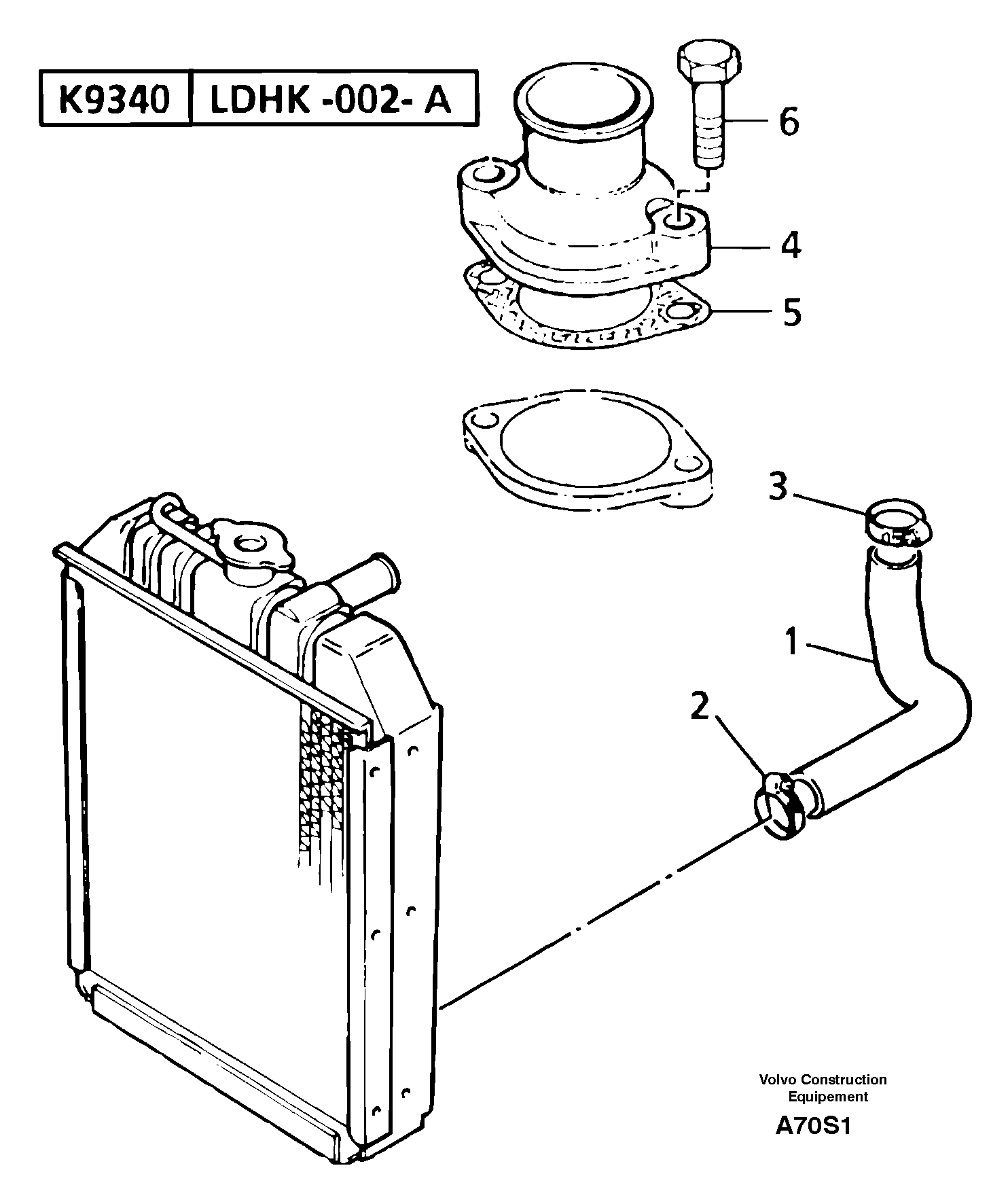 Water outlet and inlet — volvo parts diagram