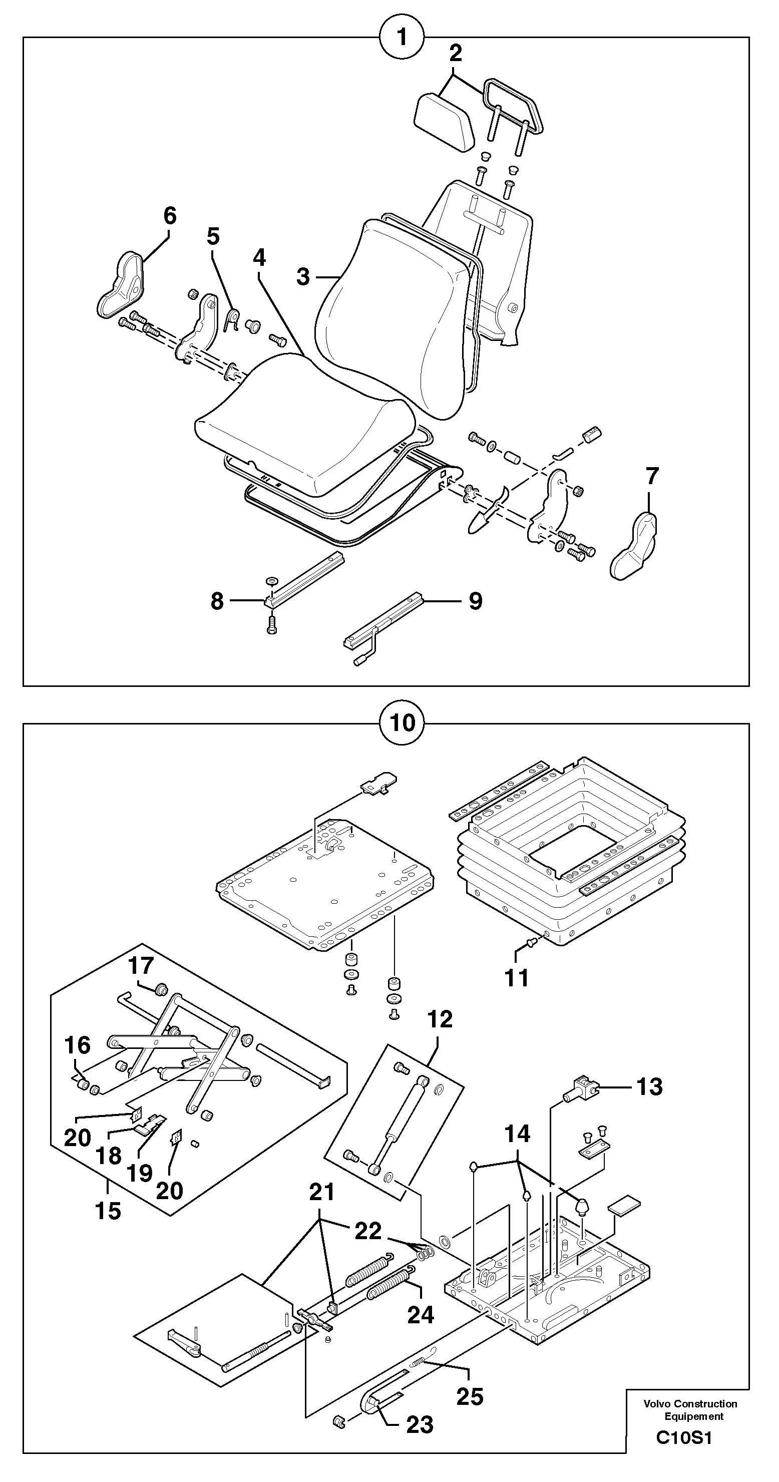 Suspended seat — volvo parts diagram