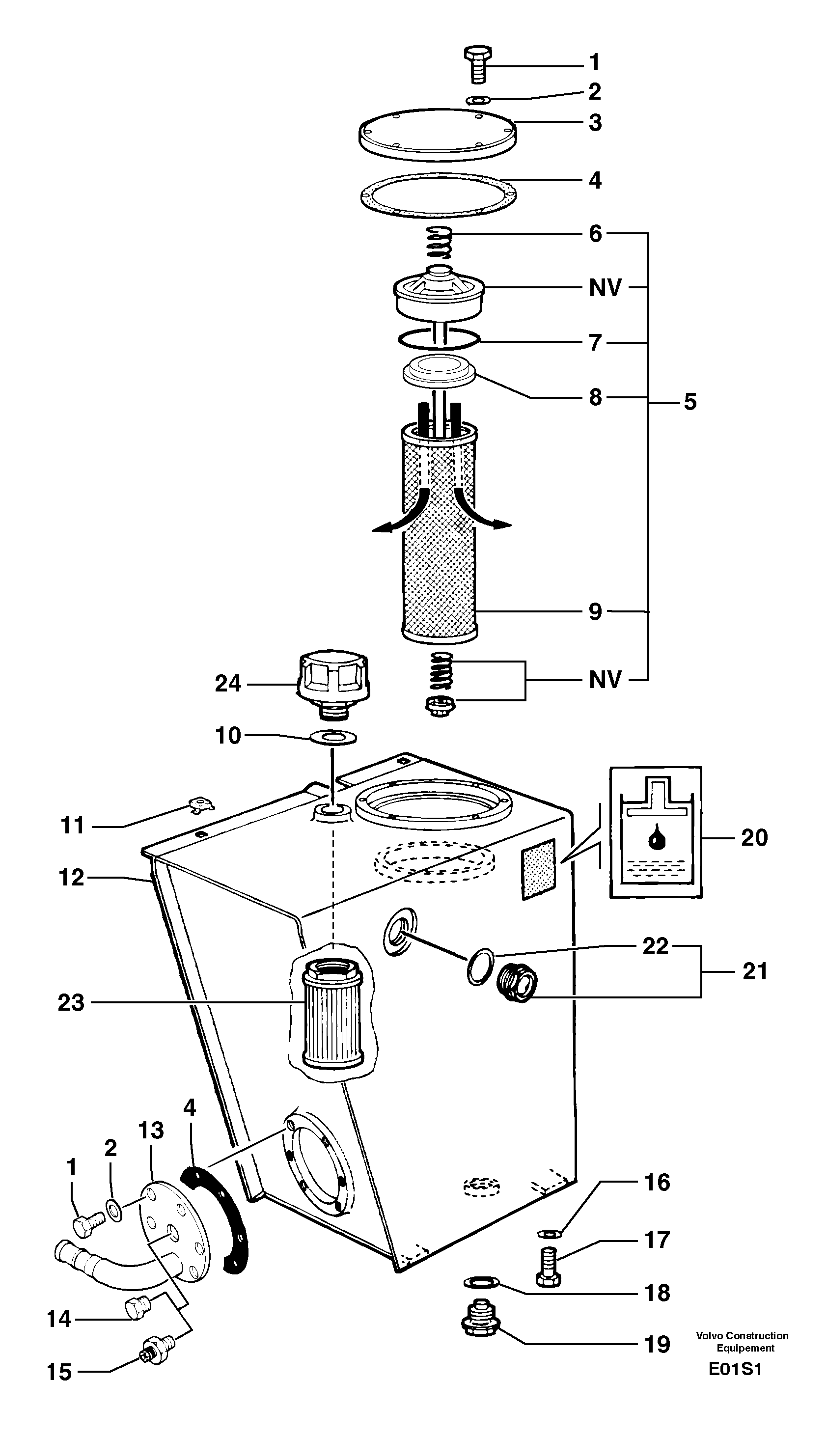 Hydraulic tank — volvo parts diagram