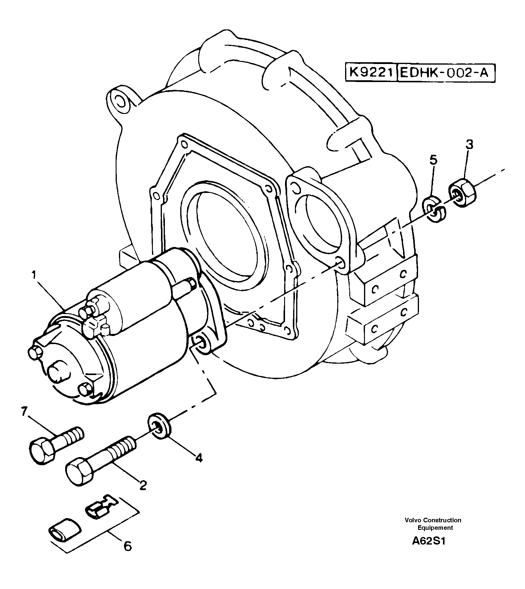 Starter motor installation — volvo parts diagram