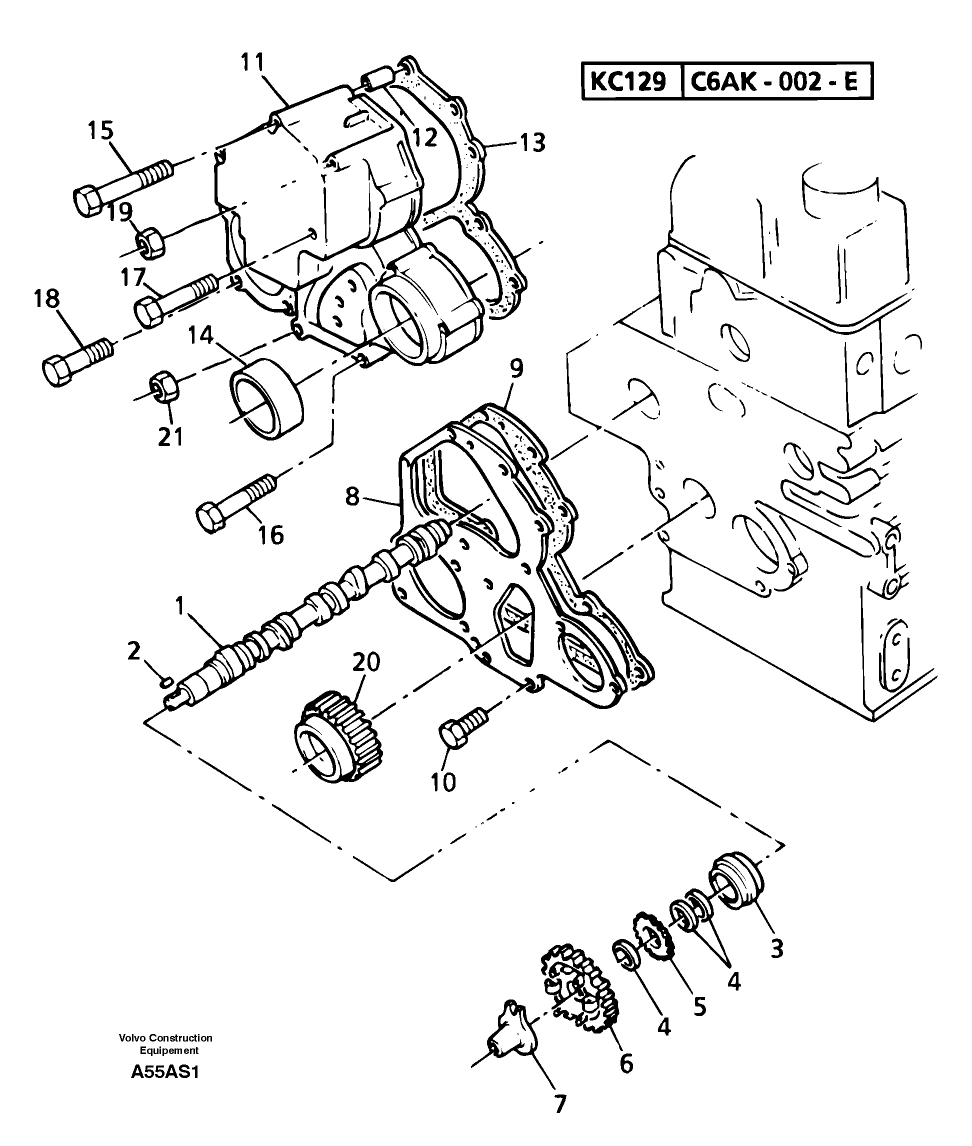 Timing gear and camshaft — volvo parts diagram