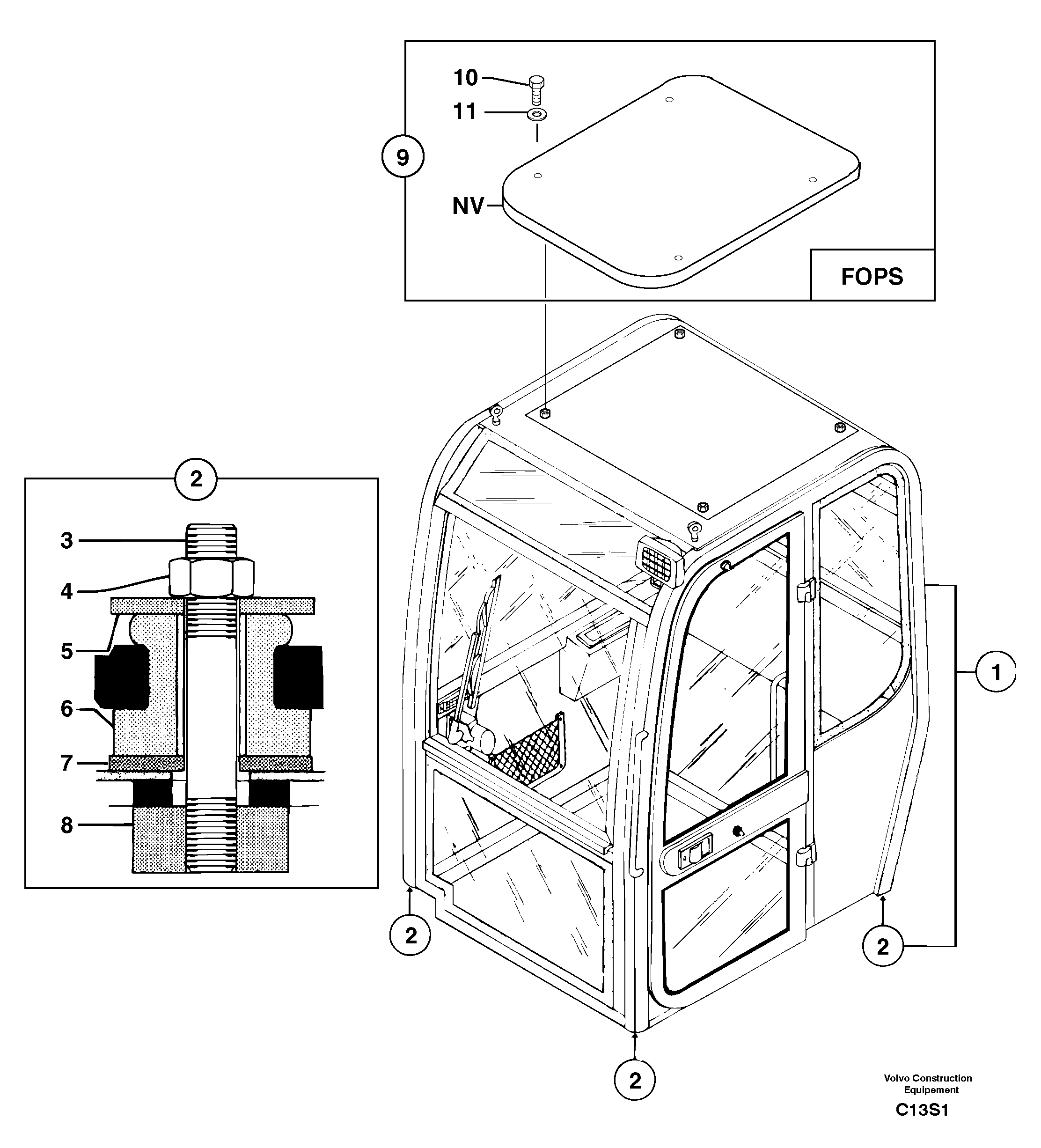 Equipped cabin — volvo parts diagram