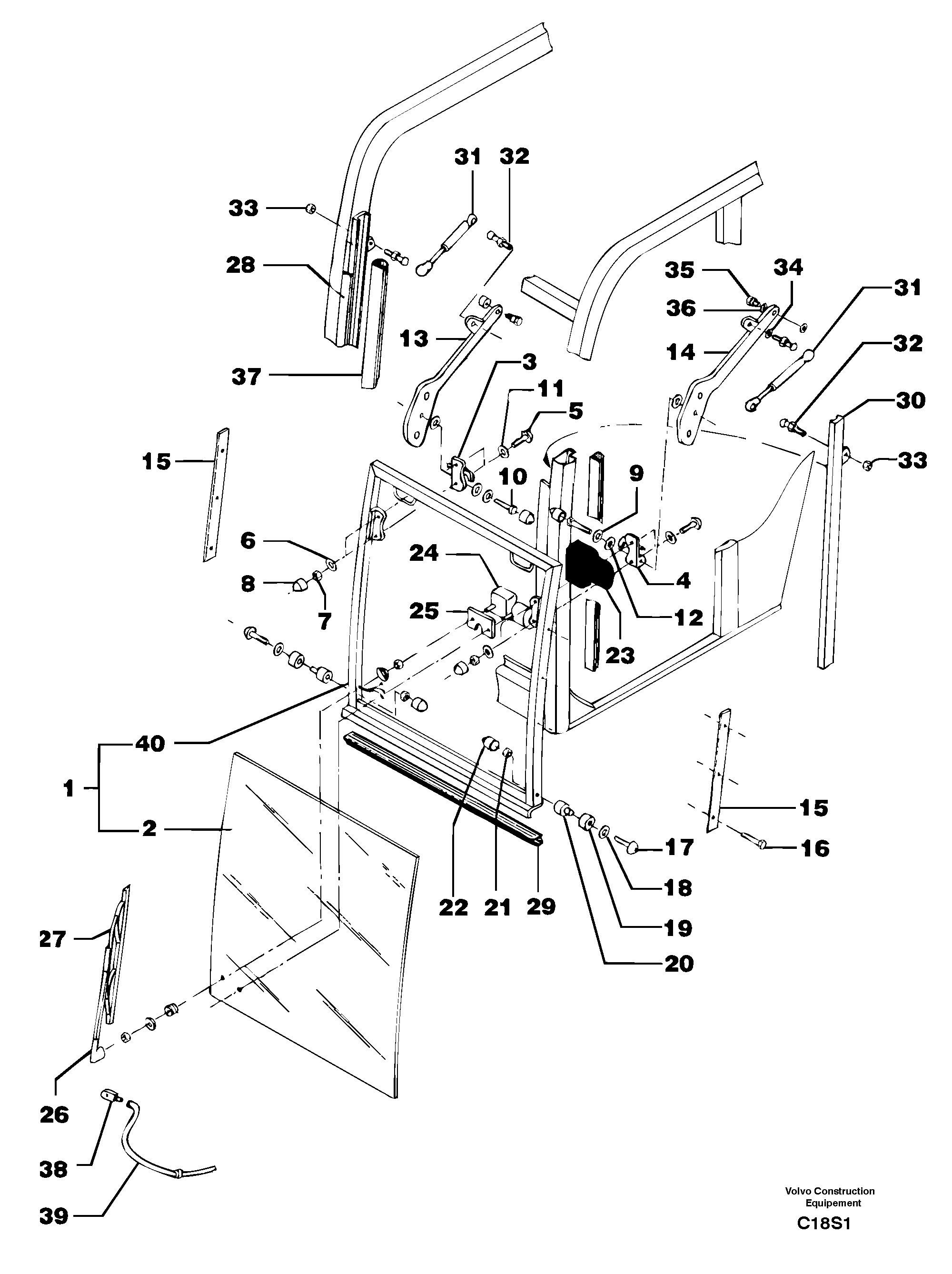 Cab : sliding window ( front ) — volvo parts diagram