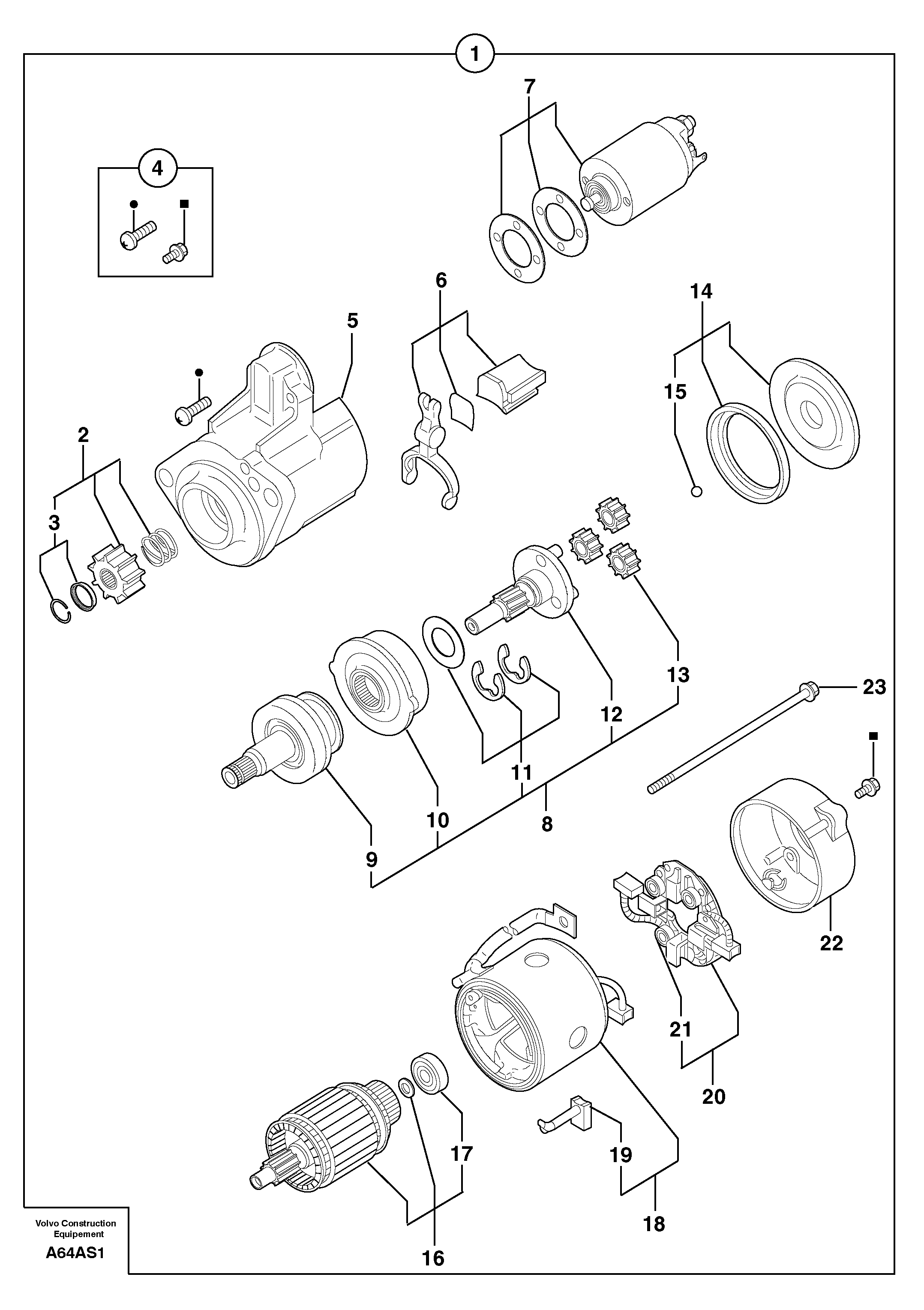 Starter motor  12 V - 2,2 KW — volvo parts diagram