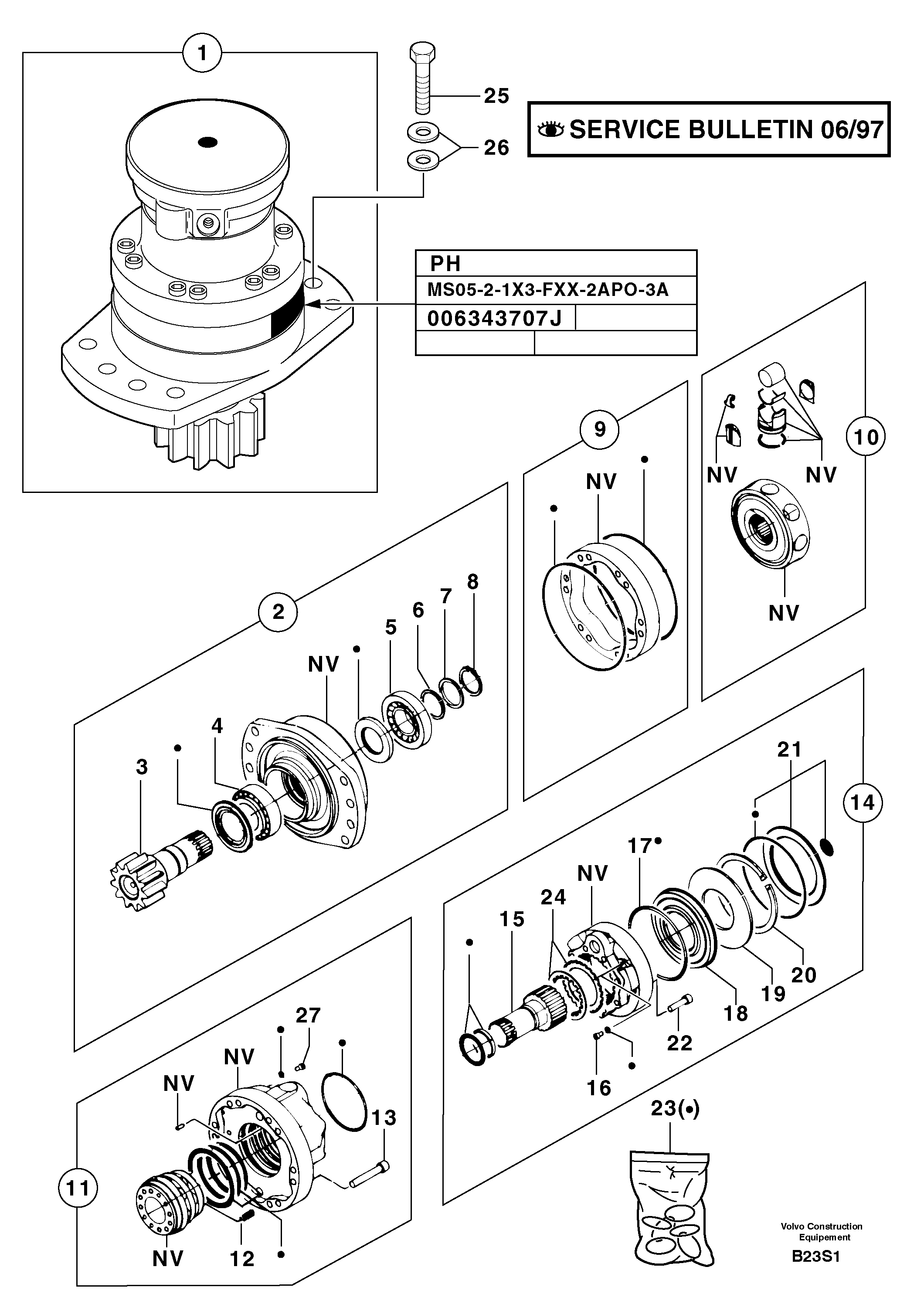 Slewing gear motor — volvo parts diagram