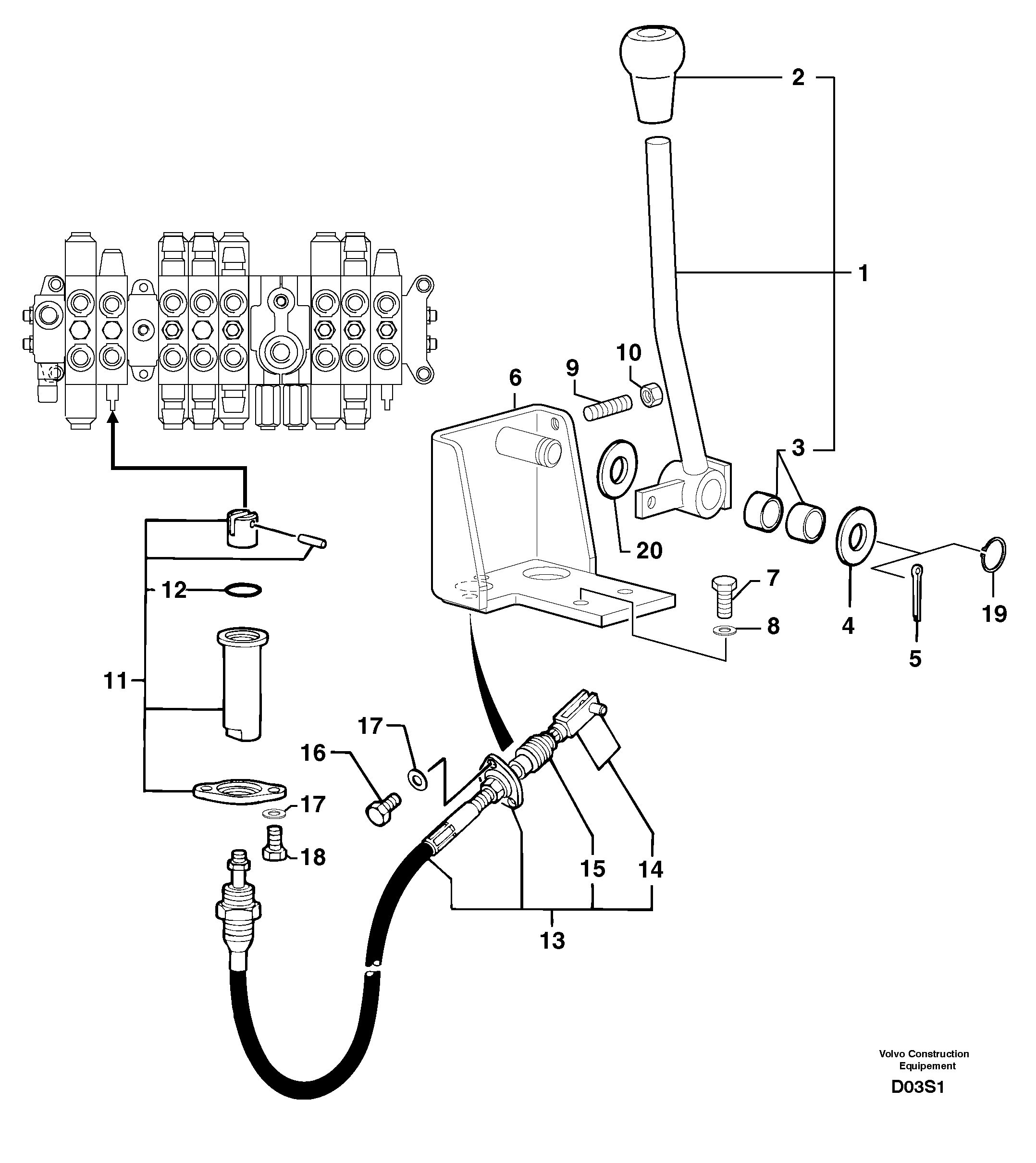 Control lever : dozer blade — volvo parts diagram