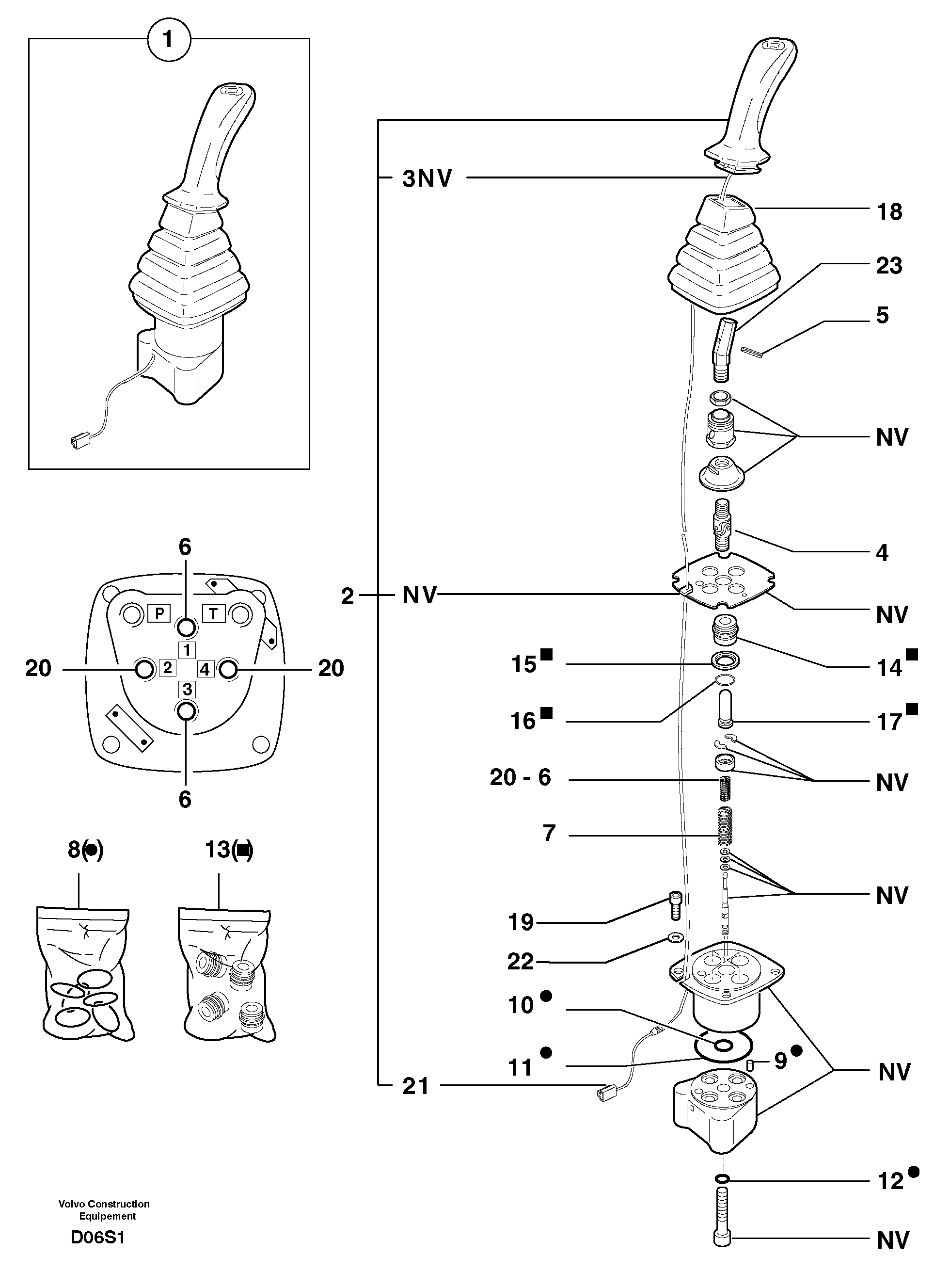 Control lever : boom / bucket ( right ) — volvo parts diagram