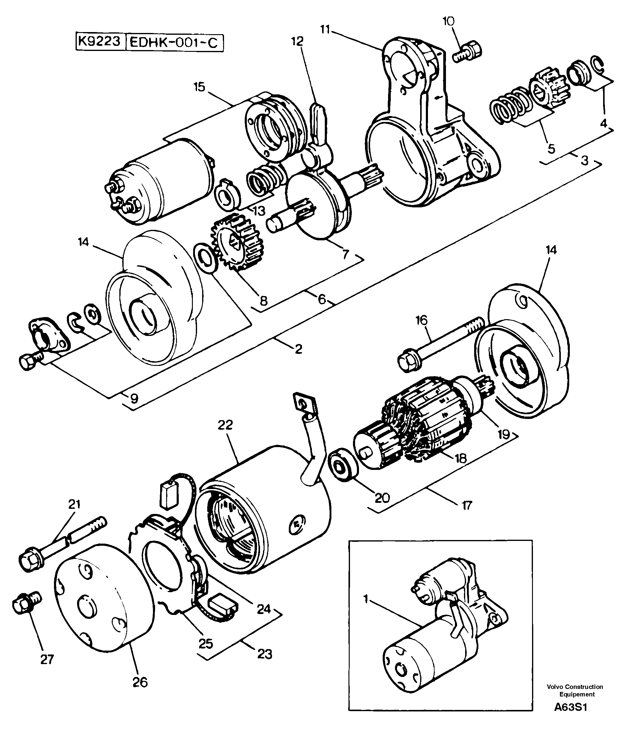Starter motor  12 V - 2 KW — volvo parts diagram