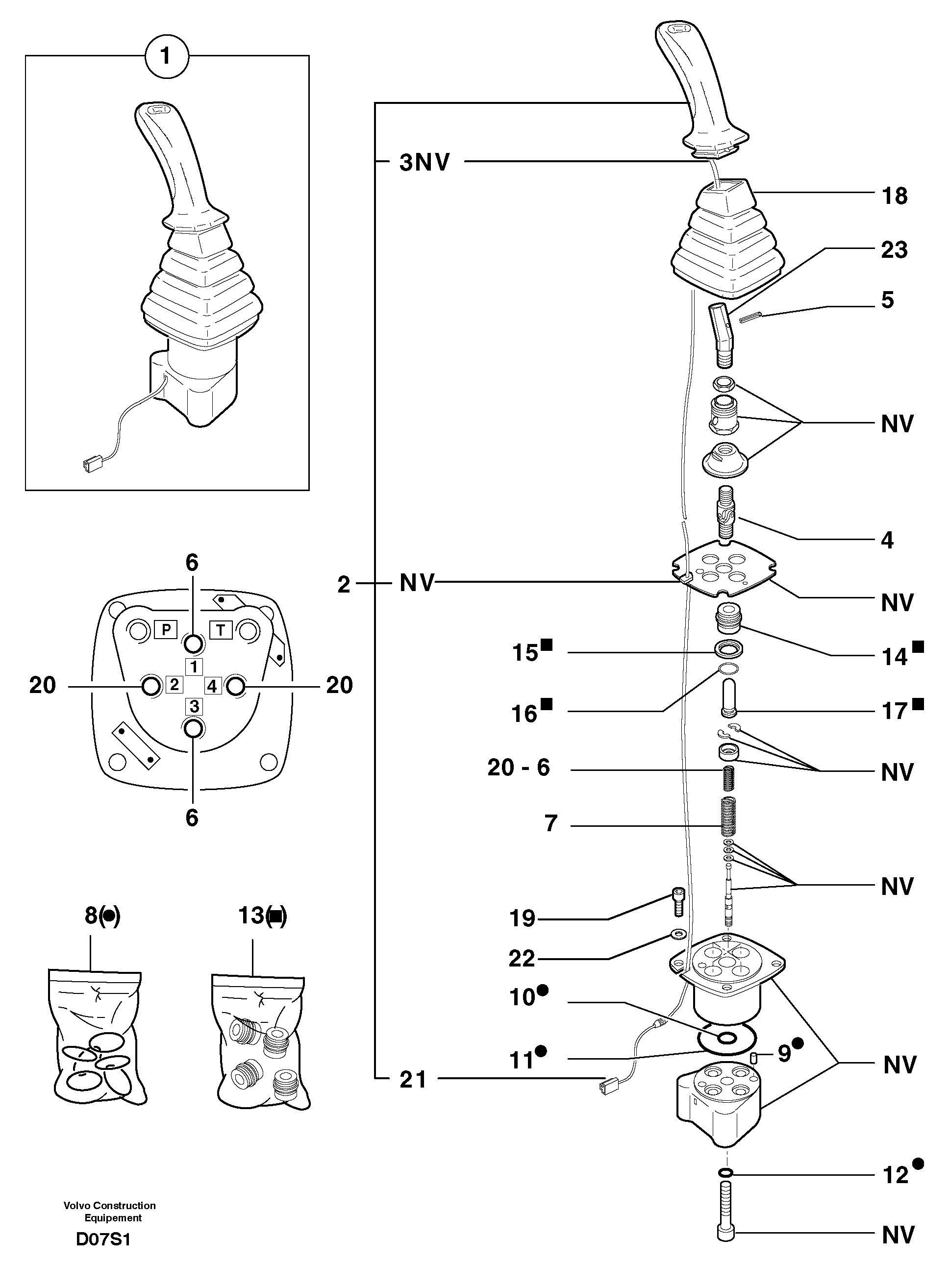 Control lever : dipper arm / slewing ( left ) — volvo parts diagram