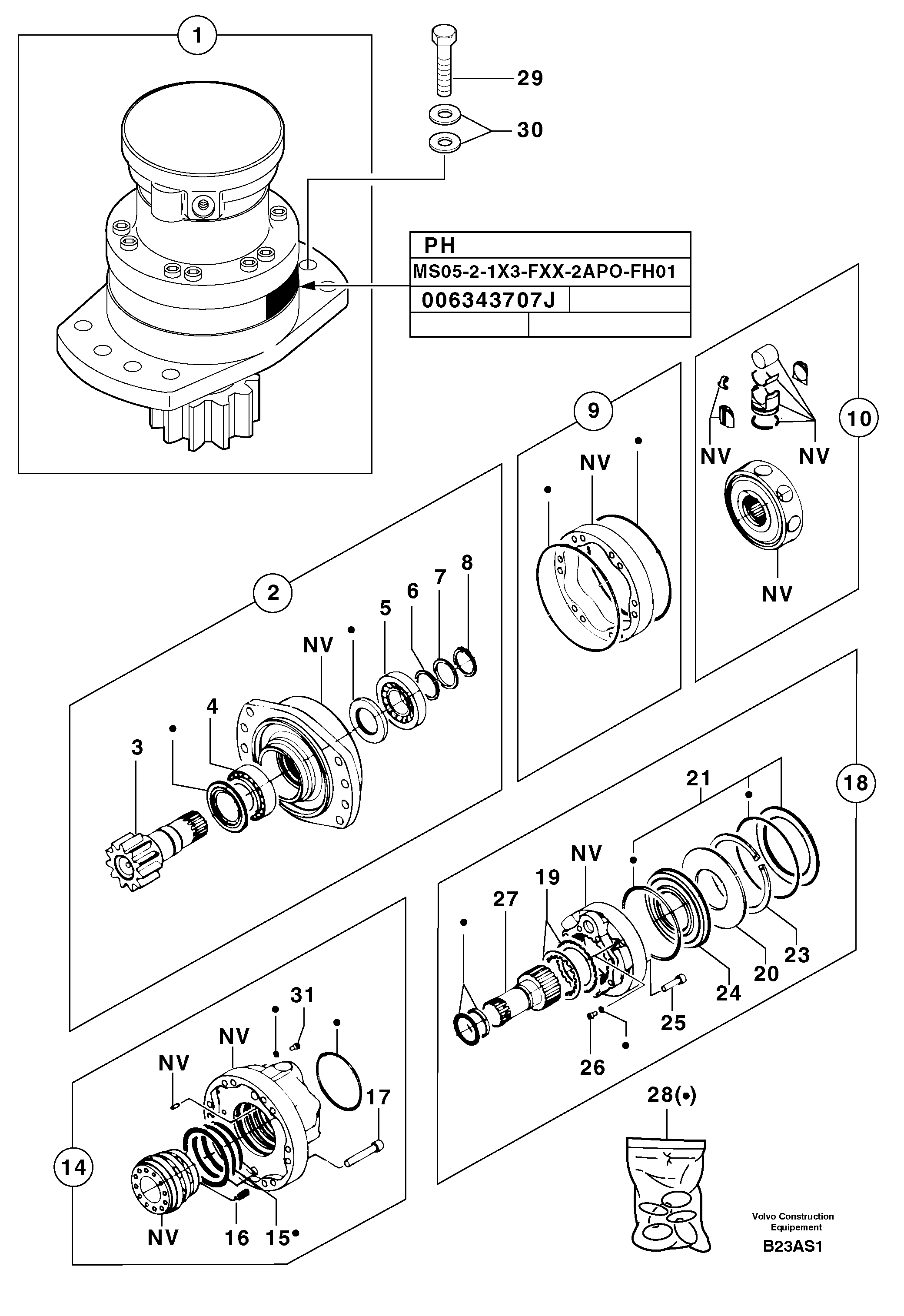 Slewing gear motor — volvo parts diagram