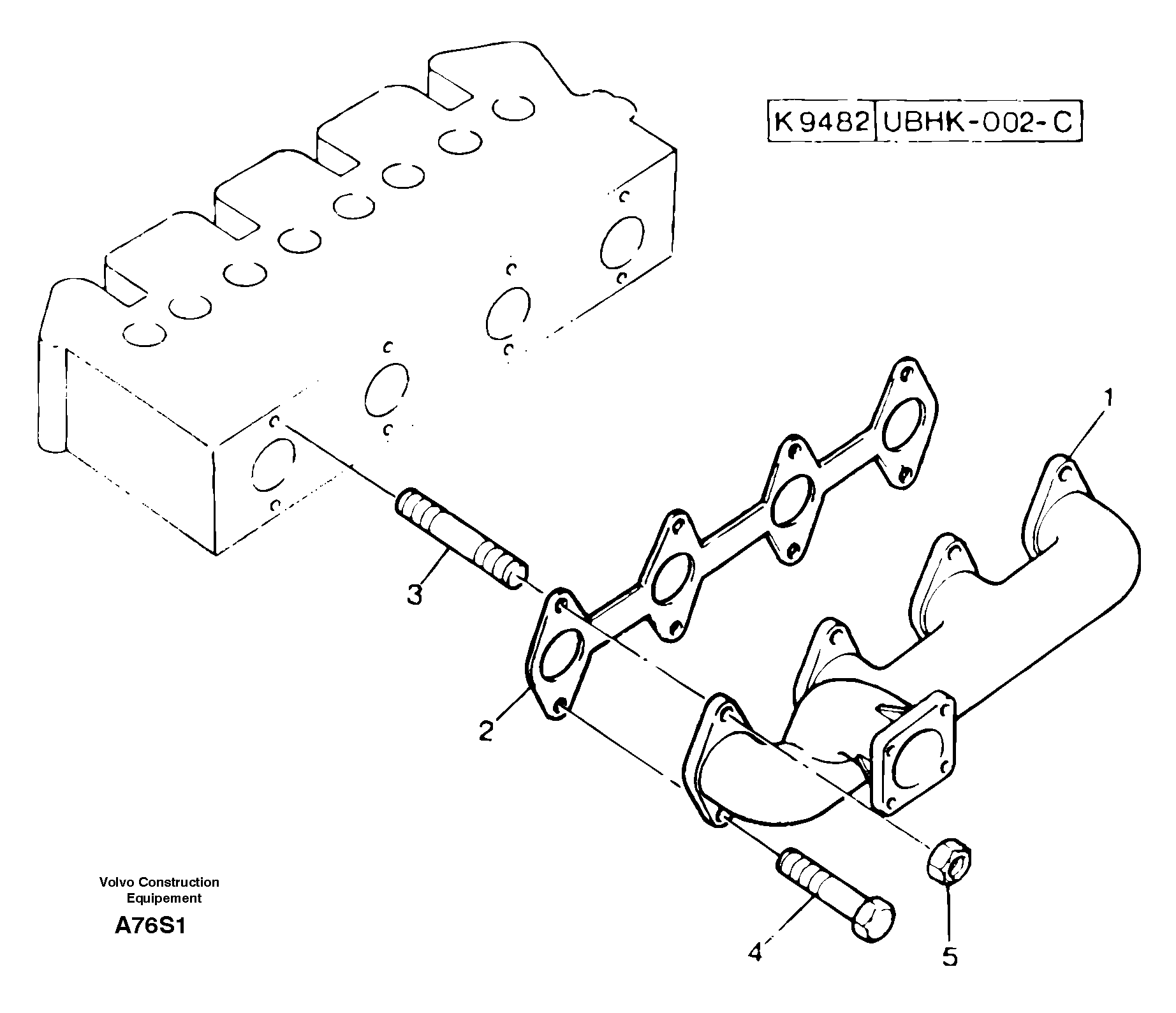 Exhaust manifold — volvo parts diagram