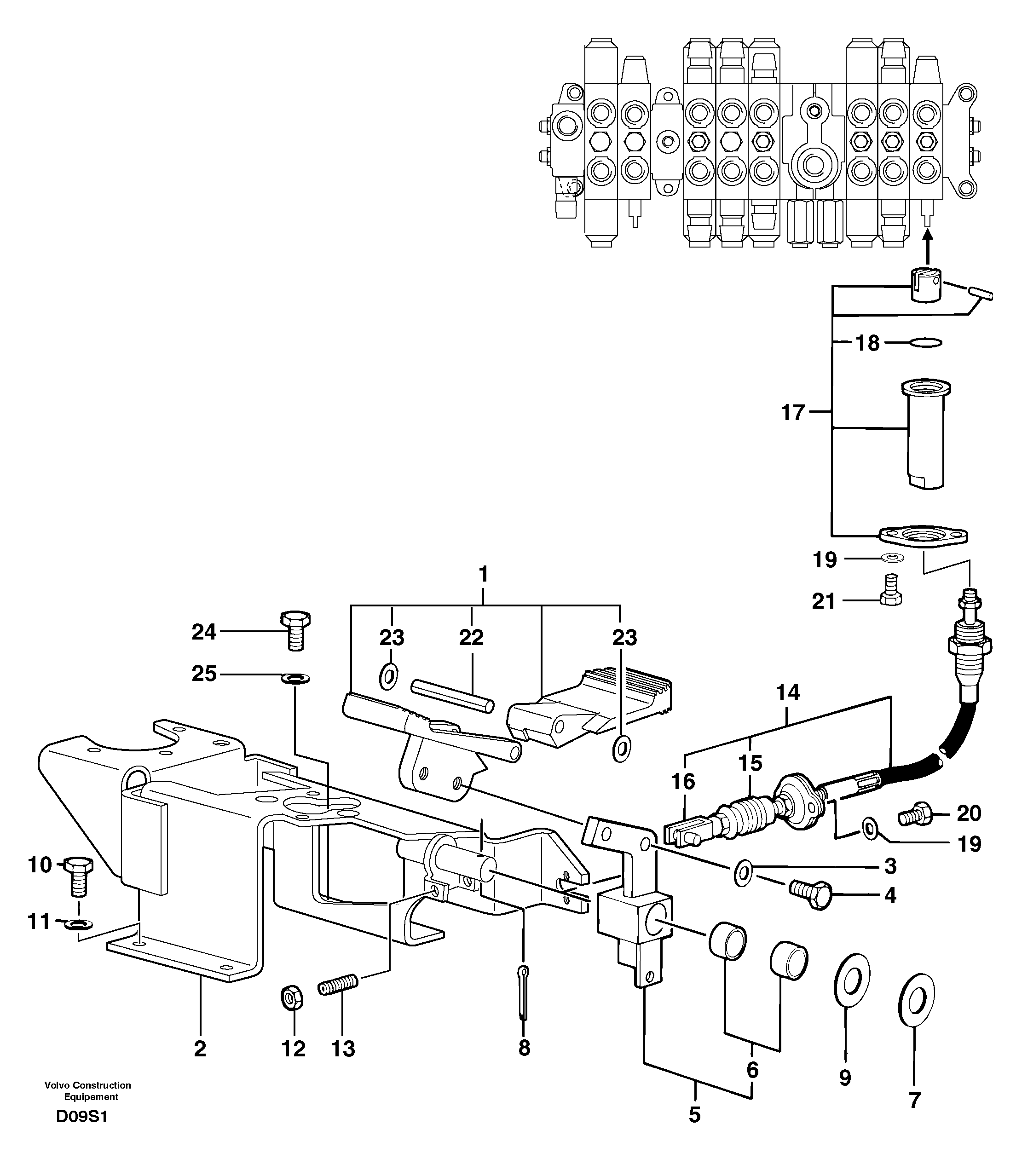 Control pedal : accessories on attachment - 75 l/m — volvo parts diagram