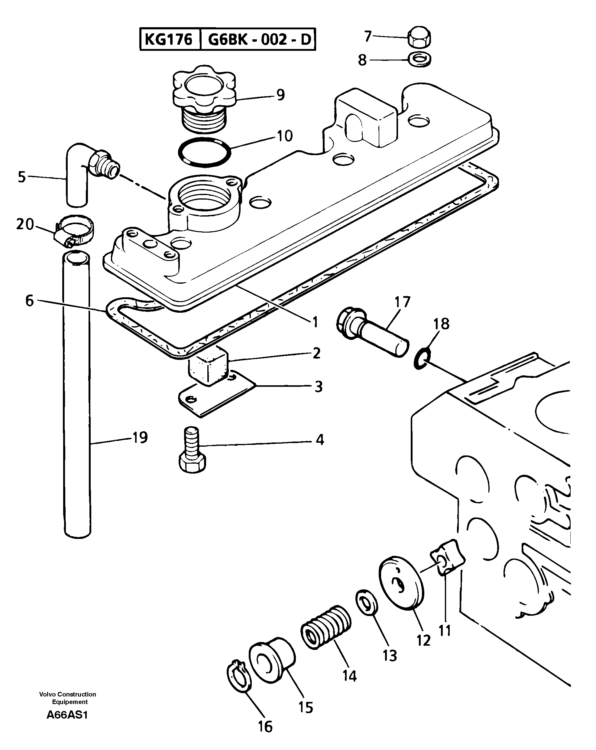Lubrication oil filler and breather — volvo parts diagram