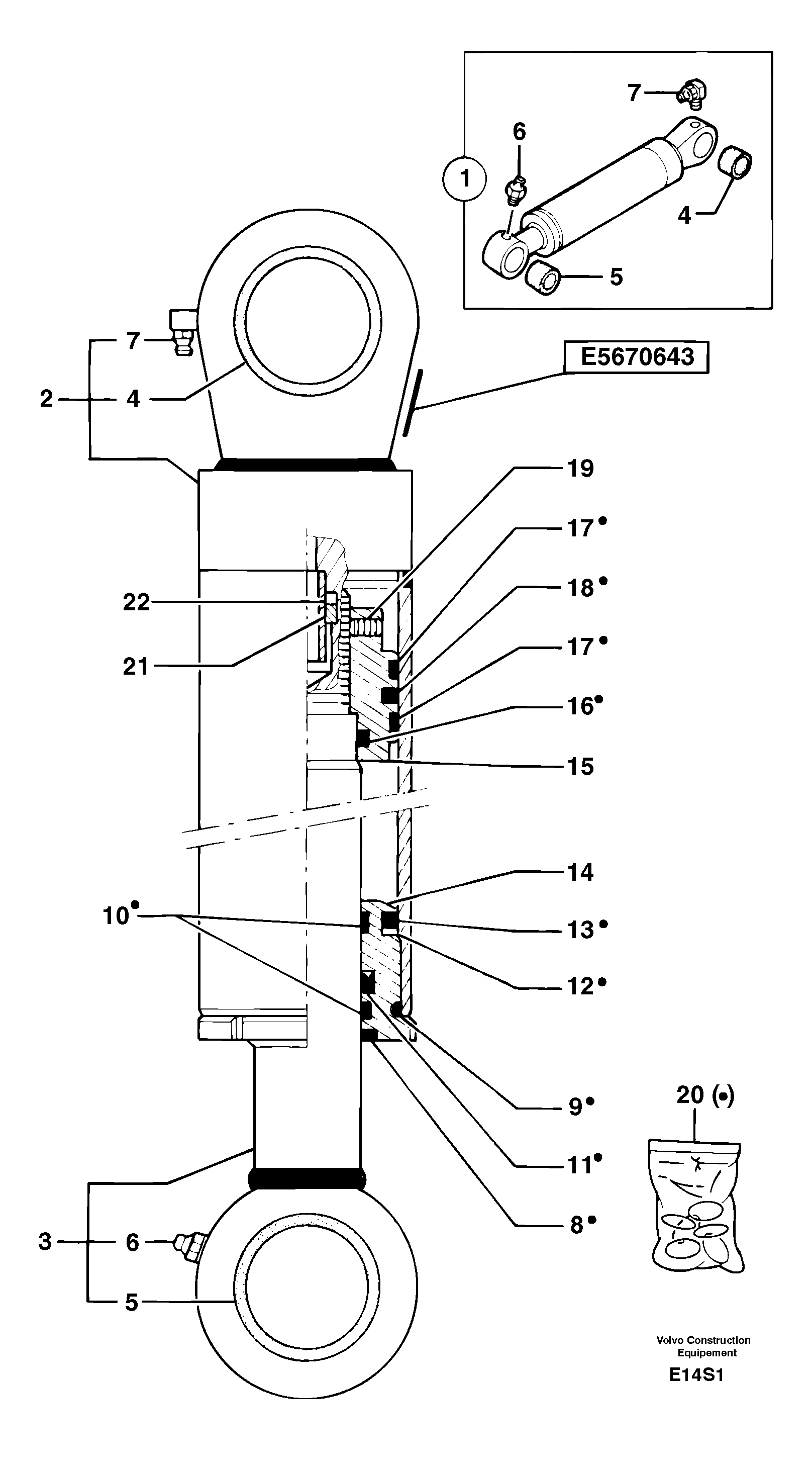 Dipper arm cylinder — volvo parts diagram