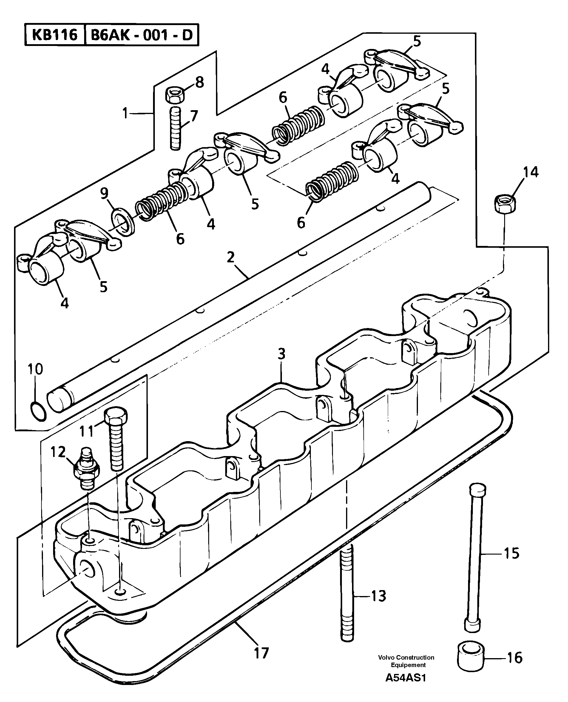 Rocker arm shaft — volvo parts diagram