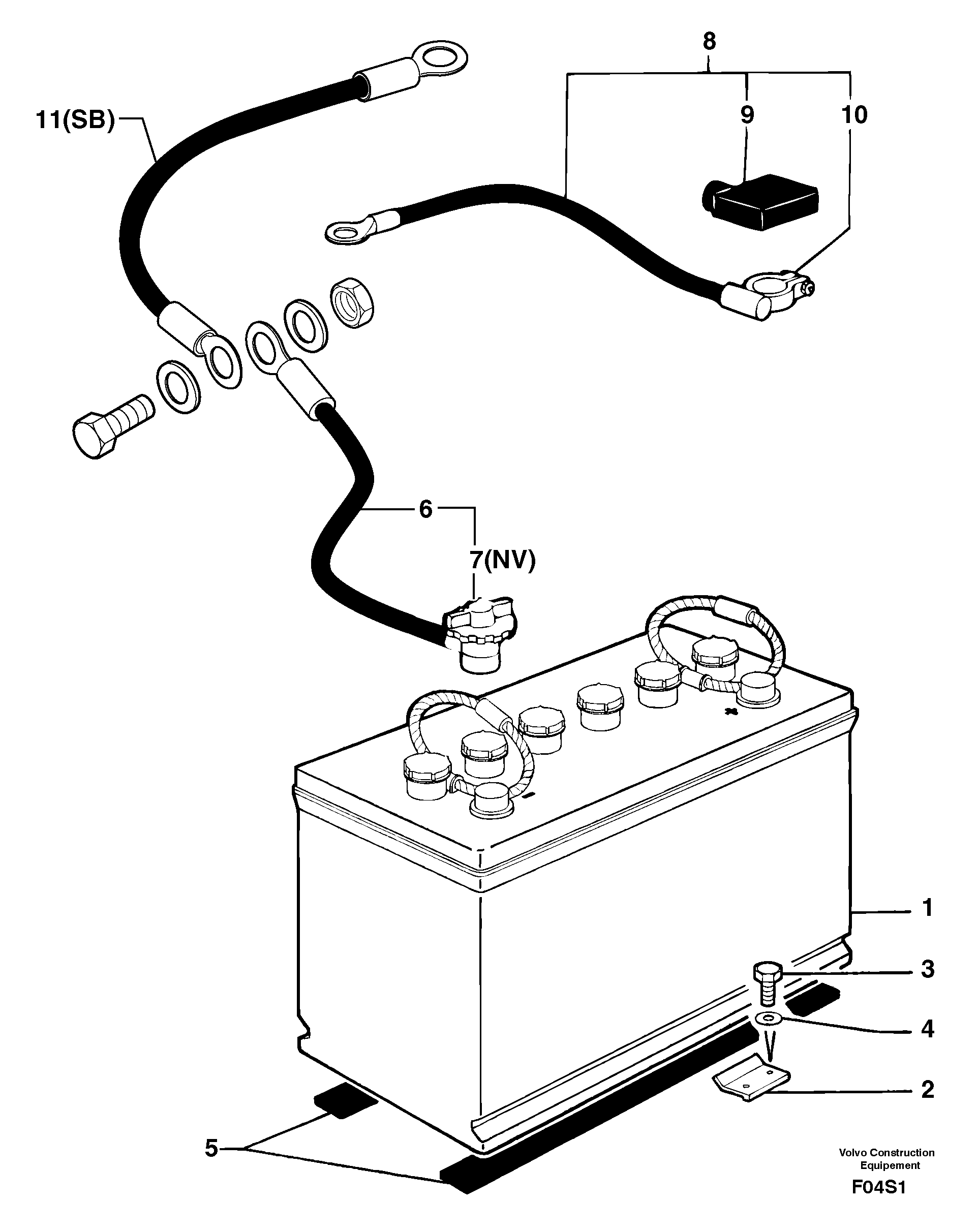 Battery installation — volvo parts diagram
