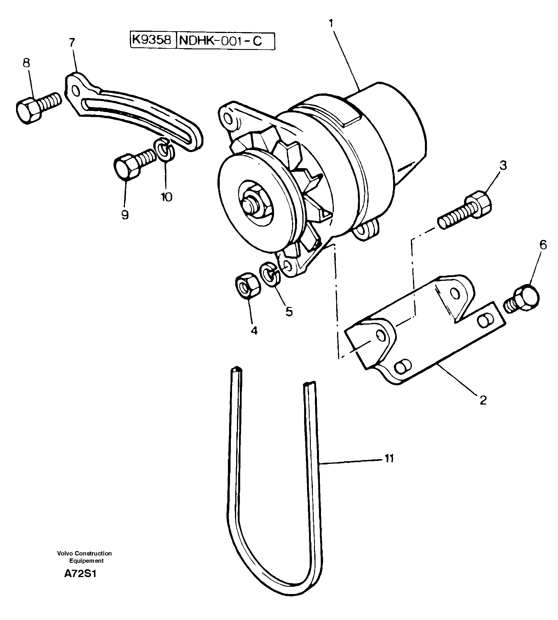 Alternator installation — volvo parts diagram