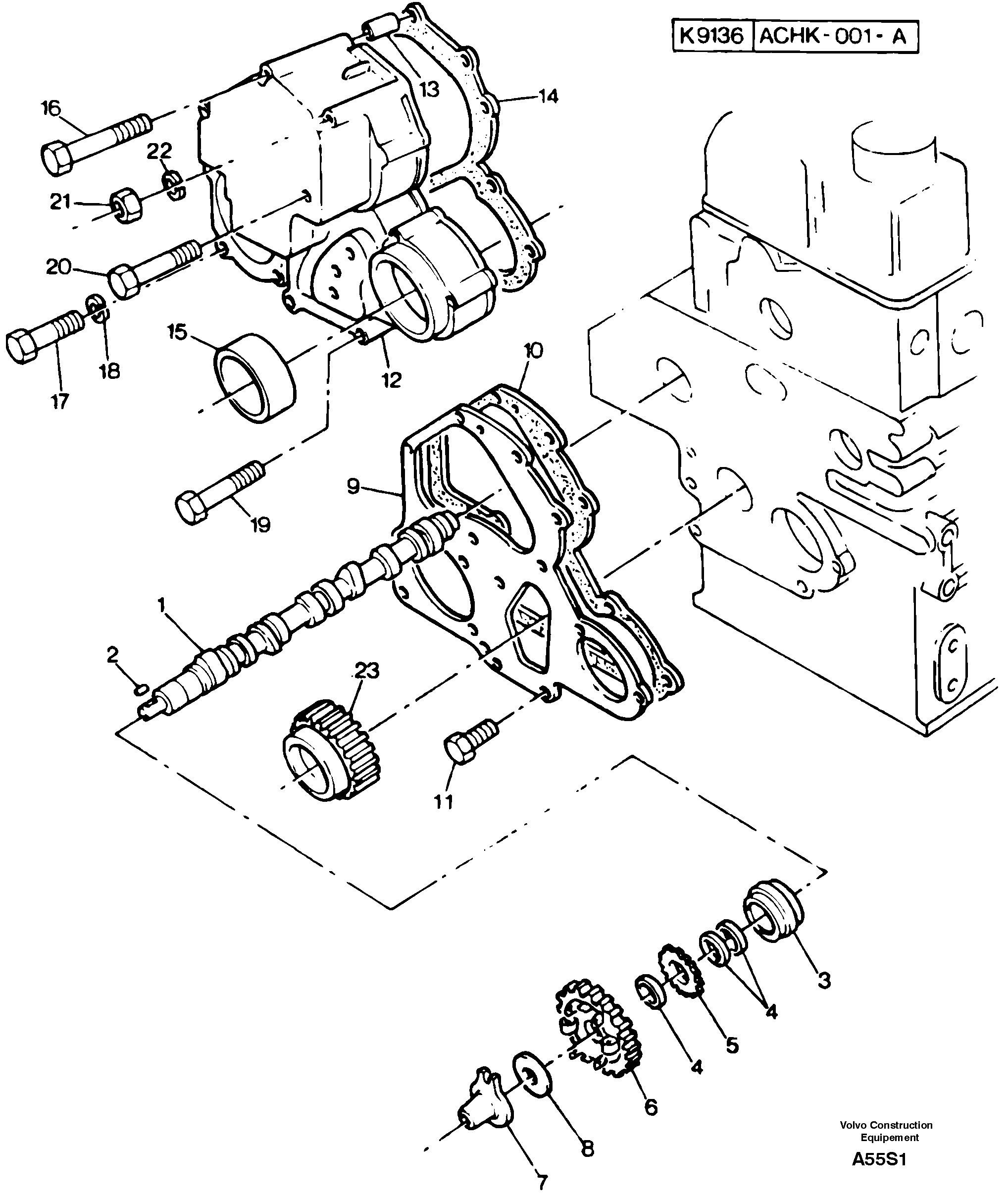 Timing gear and camshaft — volvo parts diagram