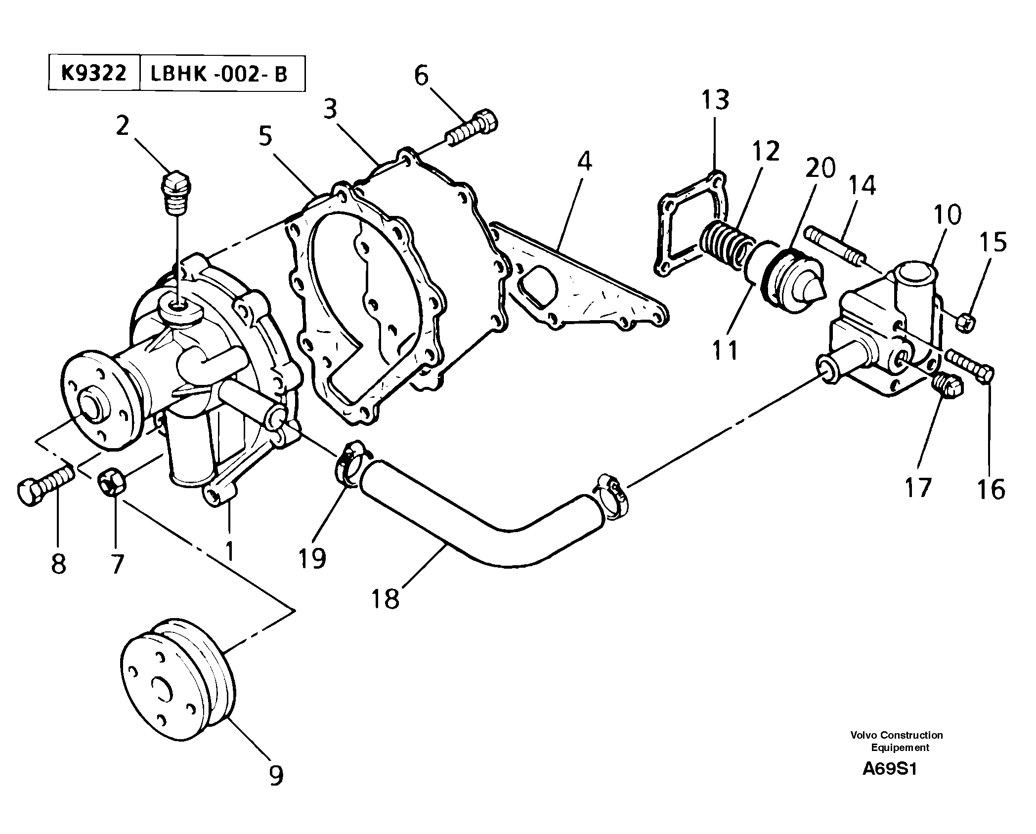 Water pump / thermostat — volvo parts diagram