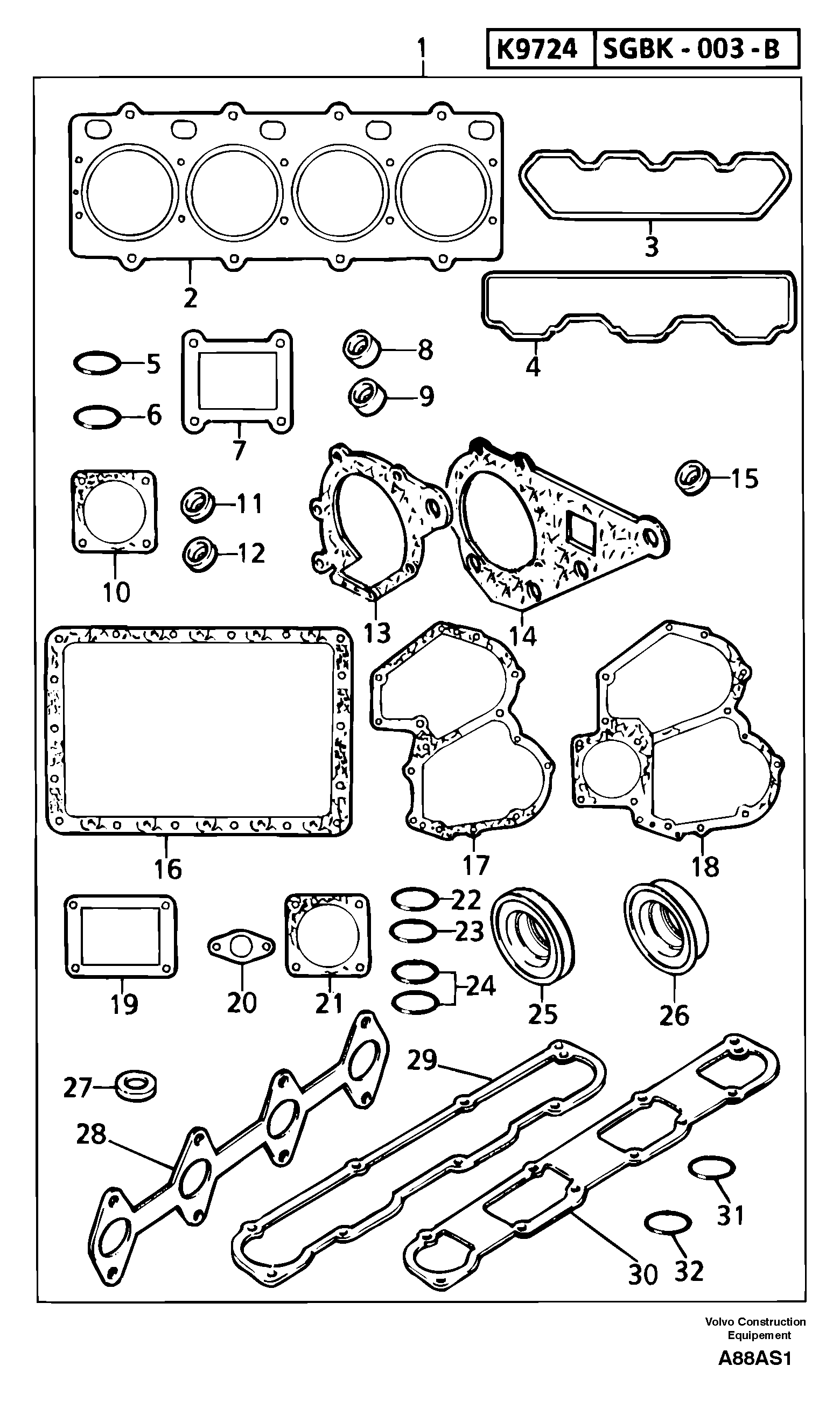 Engine gasket kit — volvo parts diagram