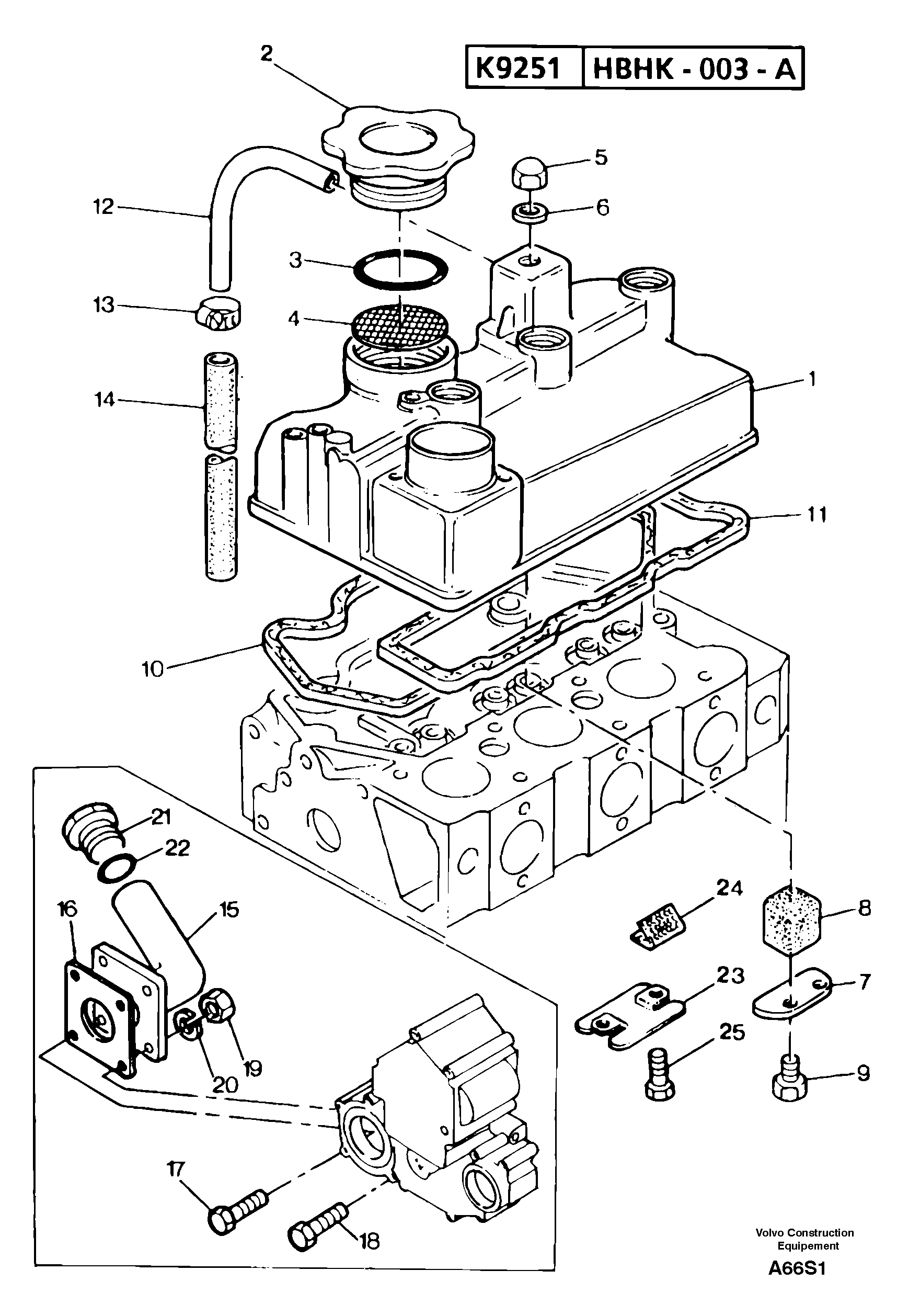 Lubrication oil filler and breather — volvo parts diagram
