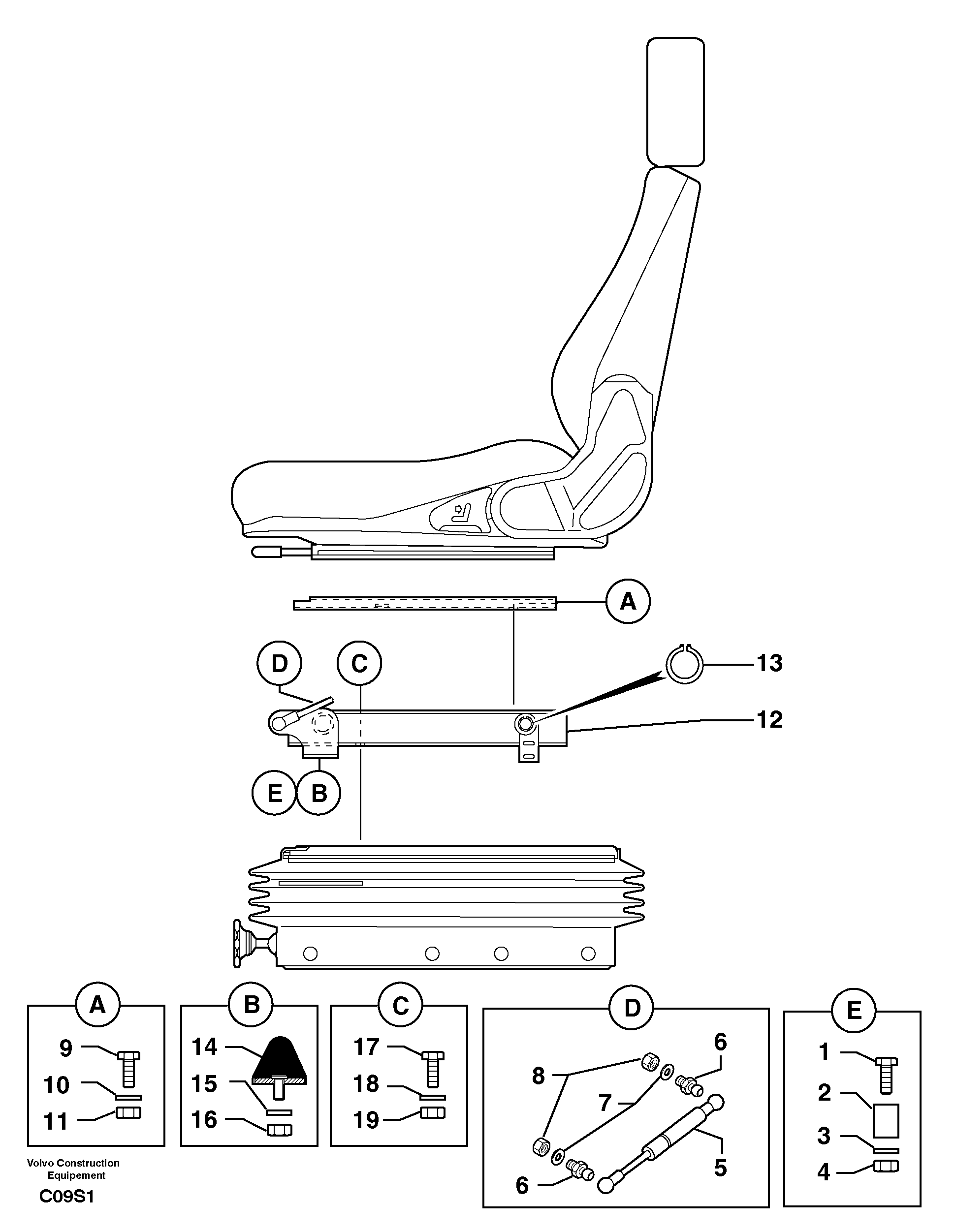 Suspended seat ( holding fixture ) — volvo parts diagram