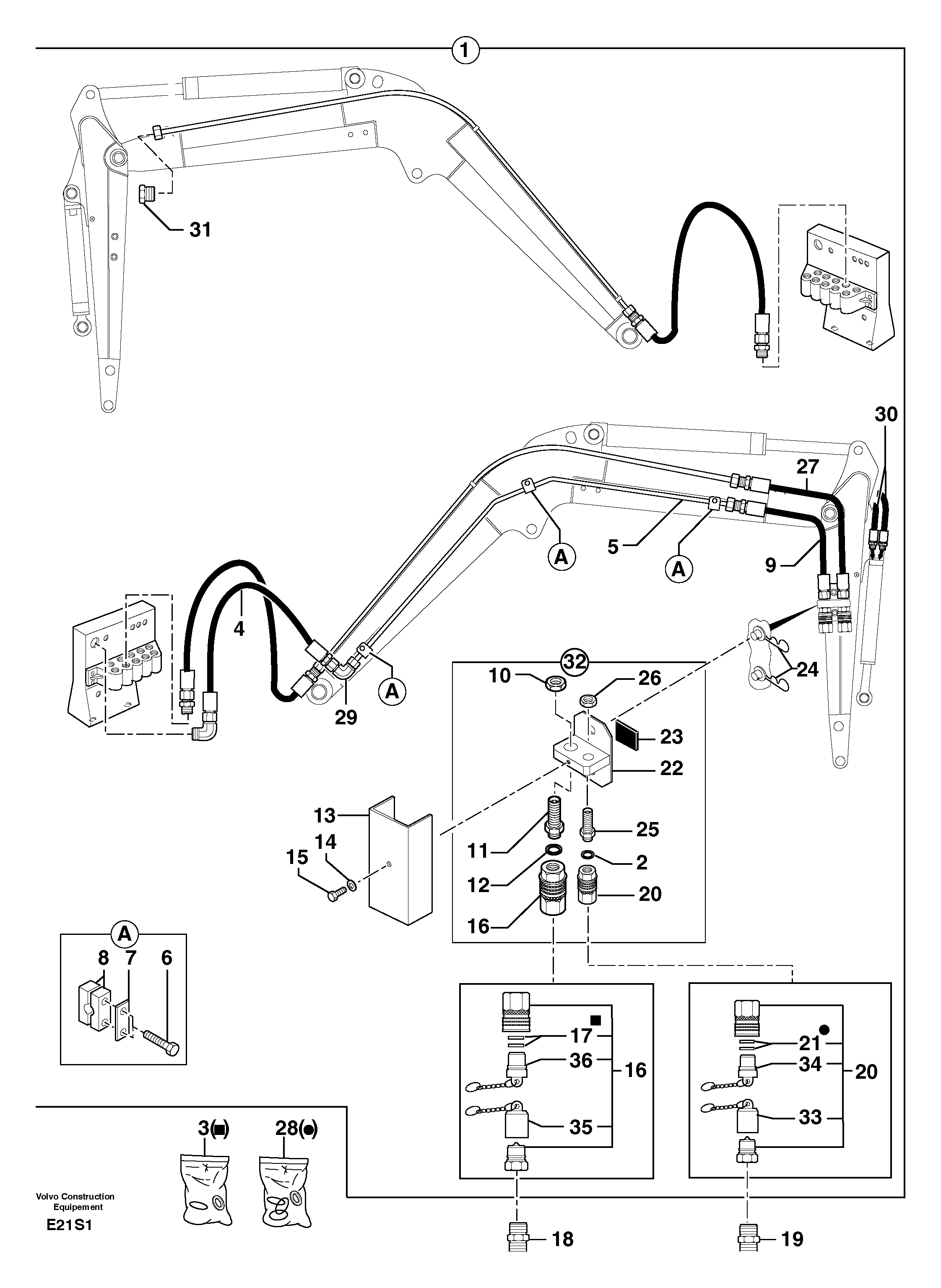 Hydraulic circuit ( accessories - 75 l/min ) — volvo parts diagram