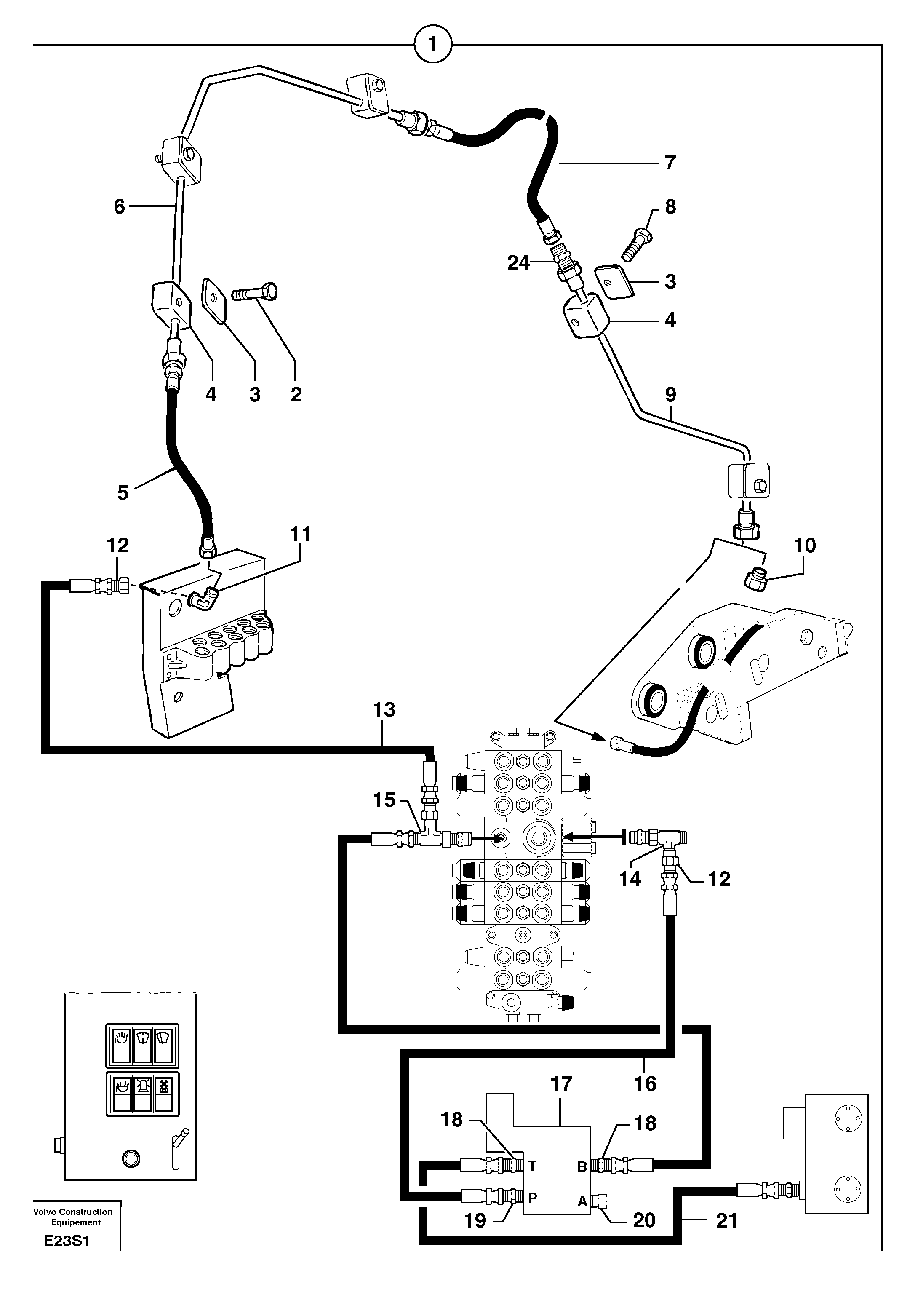 Hydraulic circuit ( snap-action attachment ) — volvo parts diagram