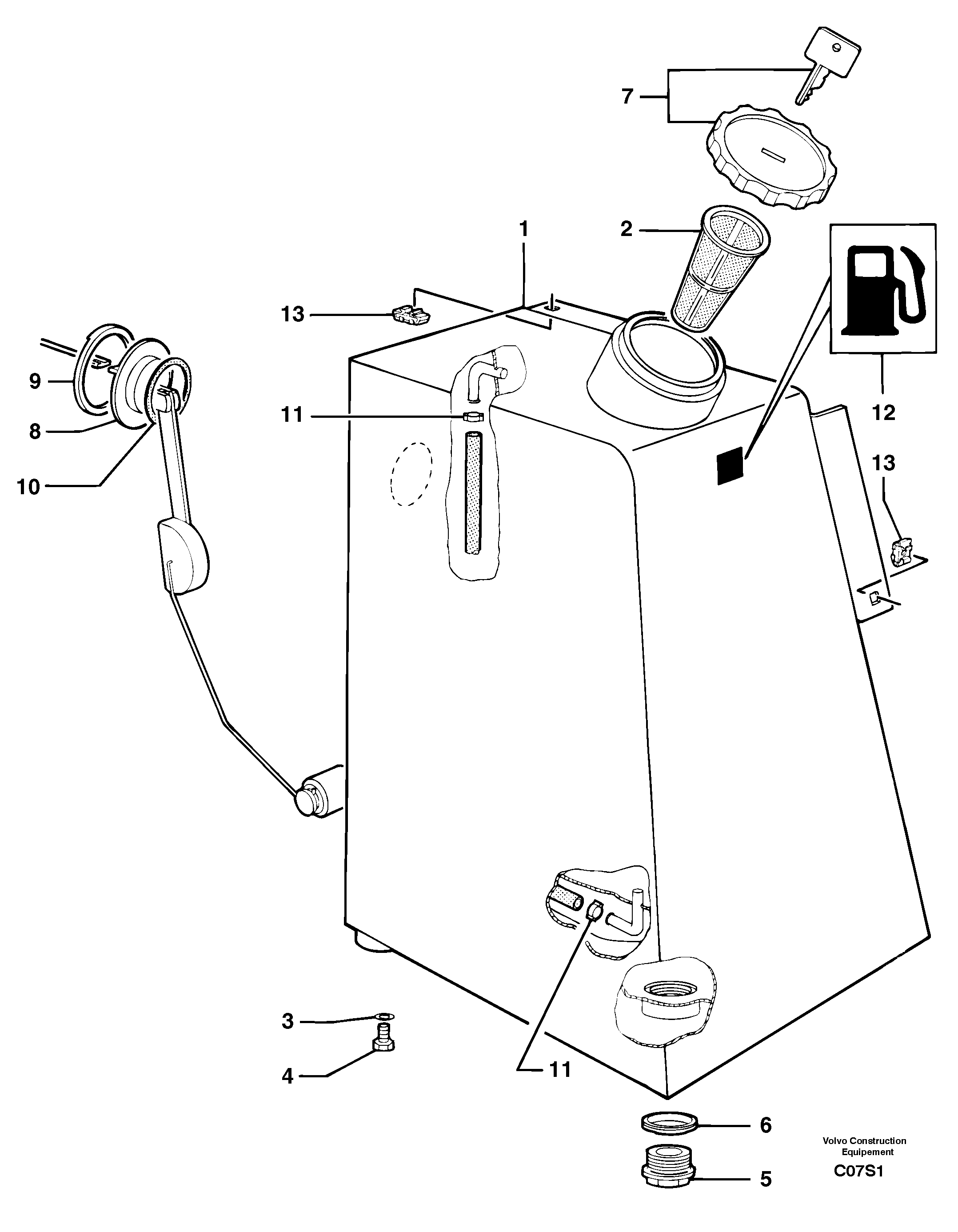 Gas-oil tank — volvo parts diagram
