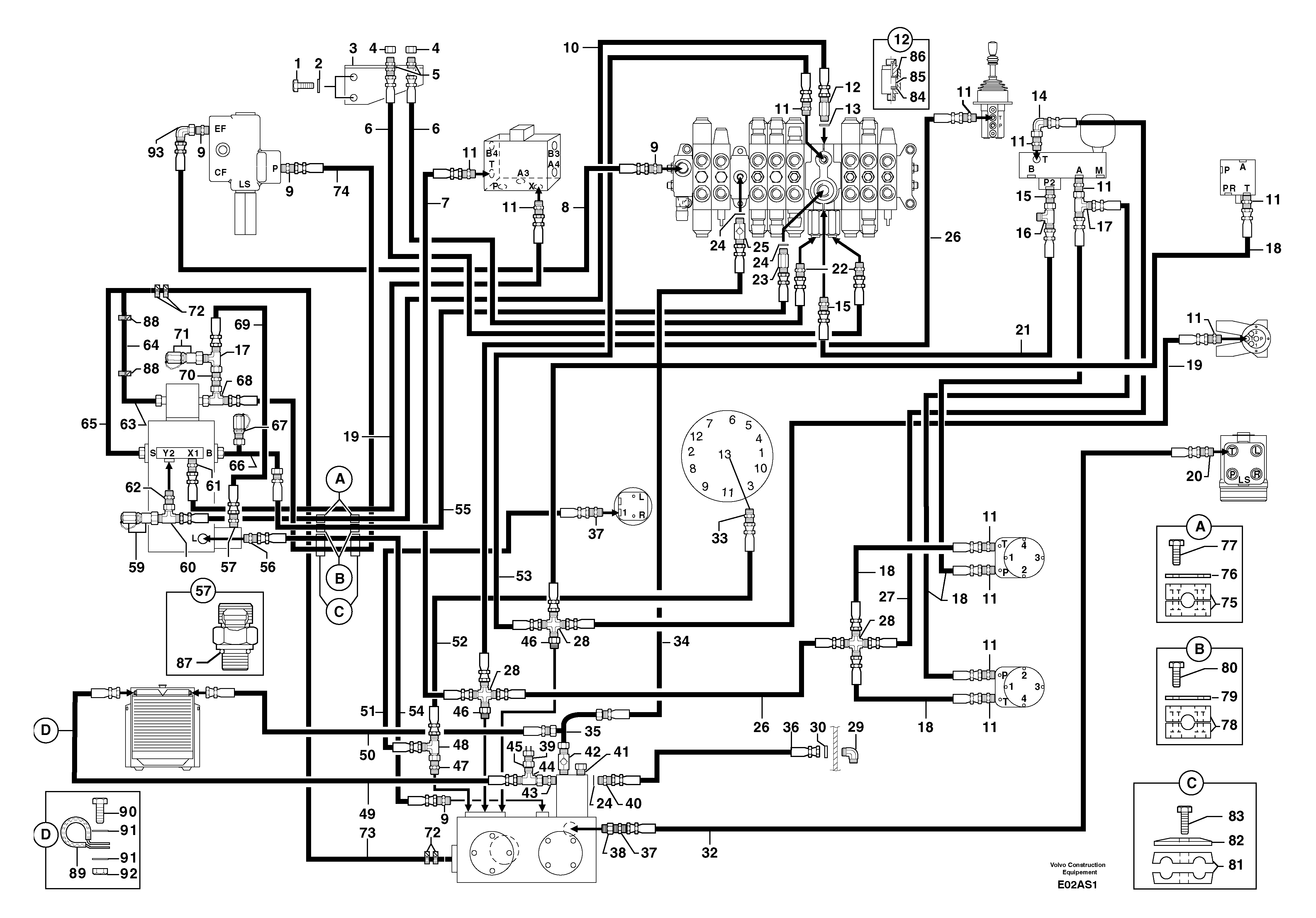 Attachments supply and return circuit — volvo parts diagram