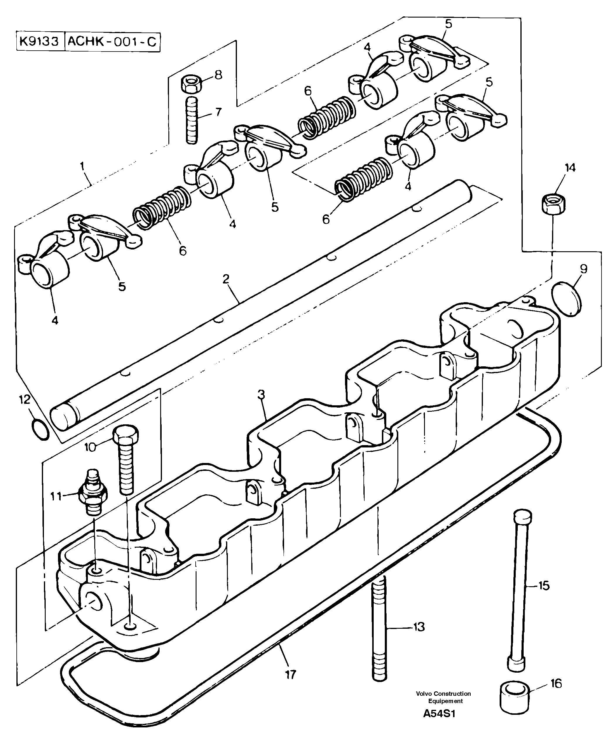 Rocker arm shaft — volvo parts diagram