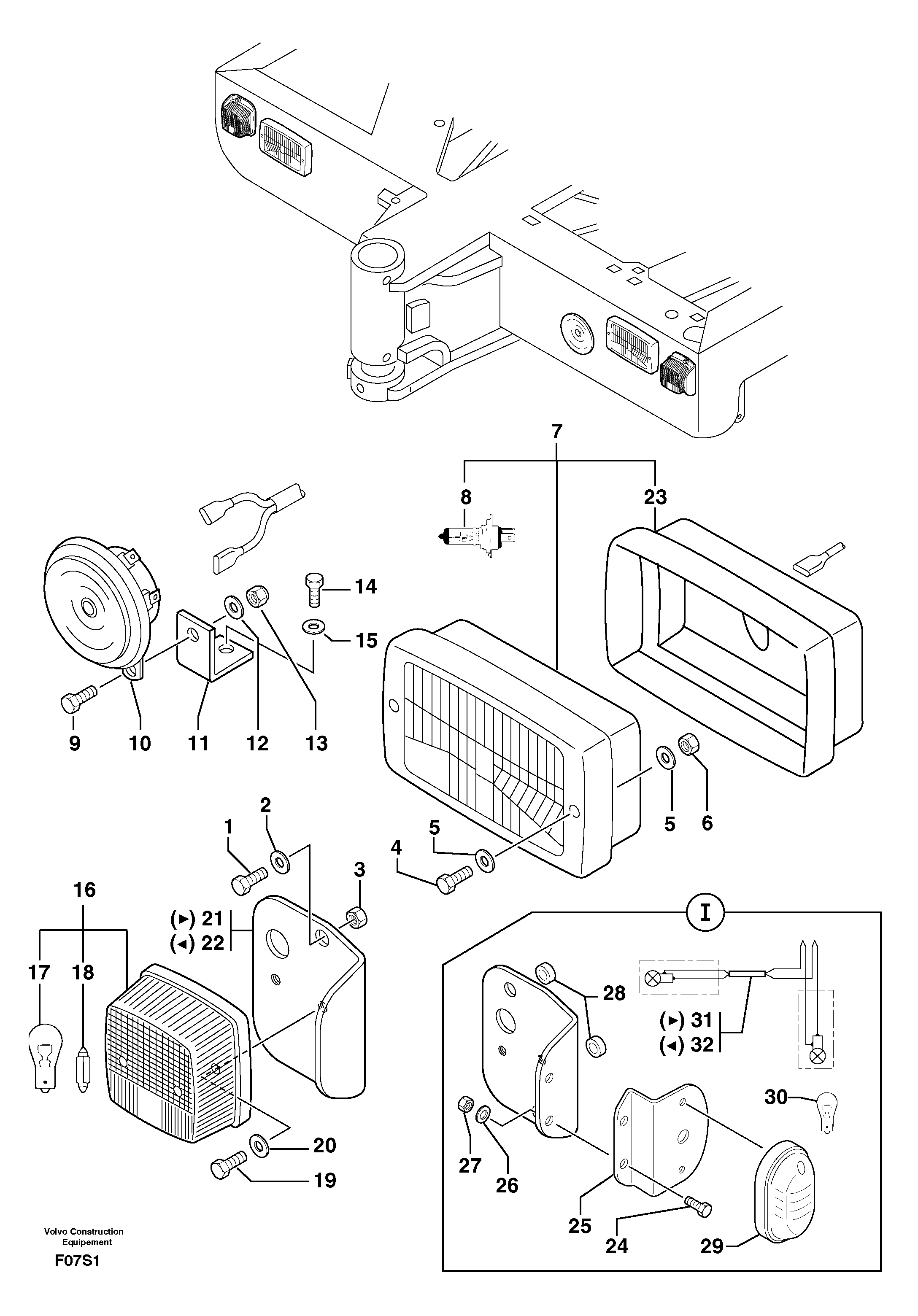 Front signal light — volvo parts diagram