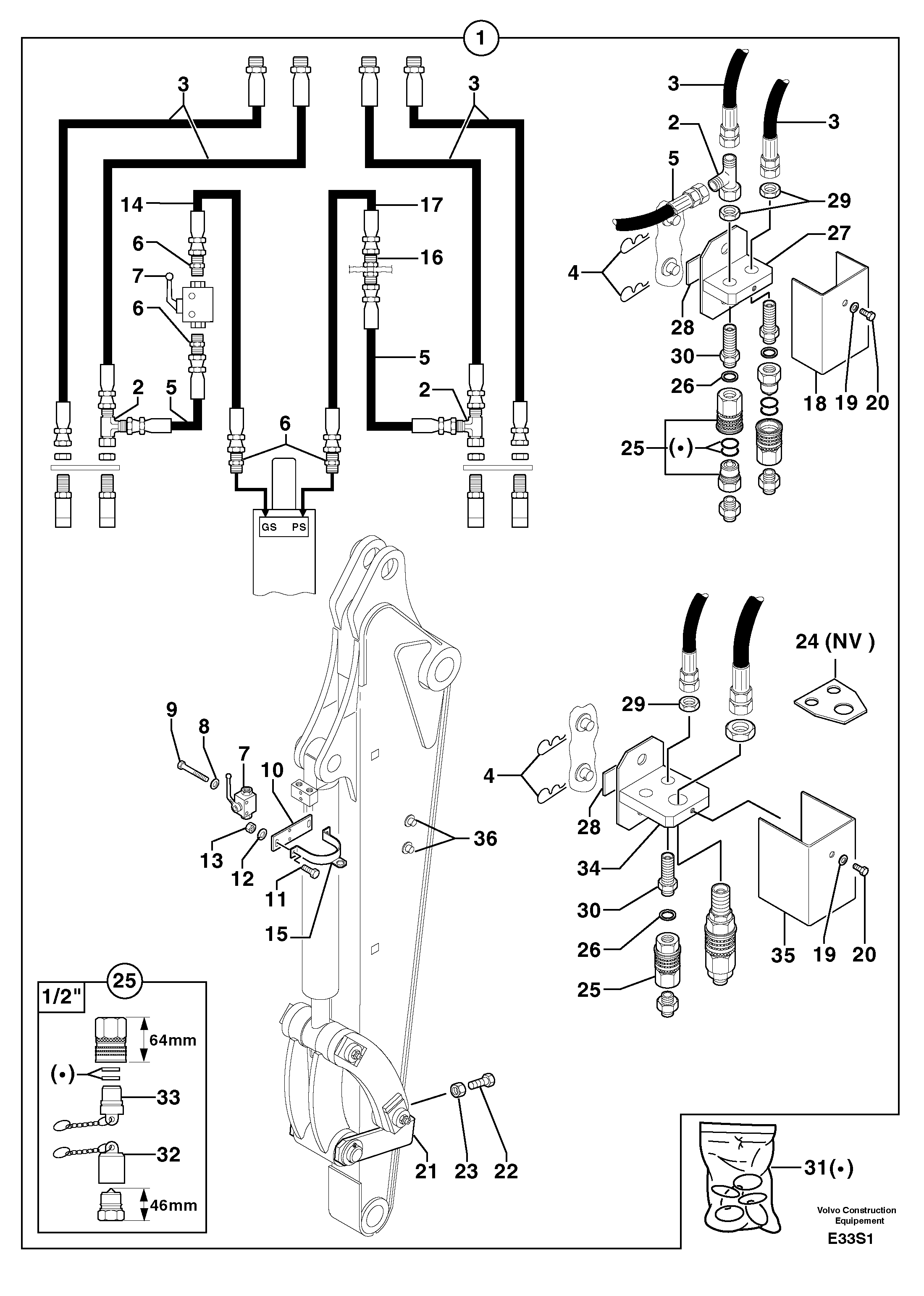 Hydr. circuit. ( attachment ) ( grab jaw ) — volvo parts diagram