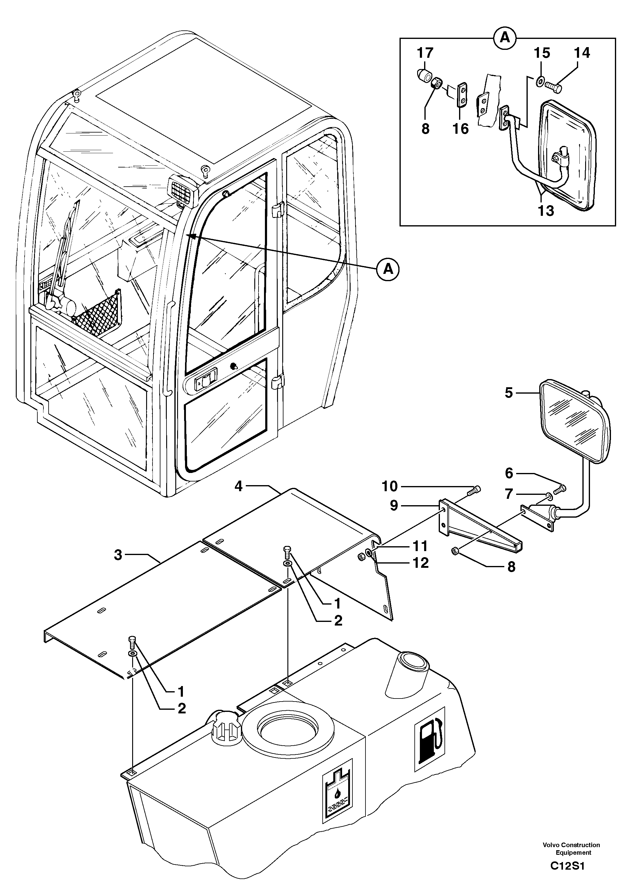 Rear-view mirror — volvo parts diagram