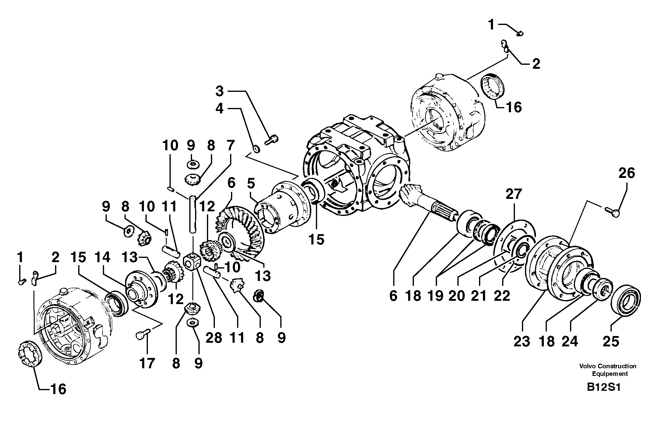 Rear axle ( 1660 ) : differential — volvo parts diagram