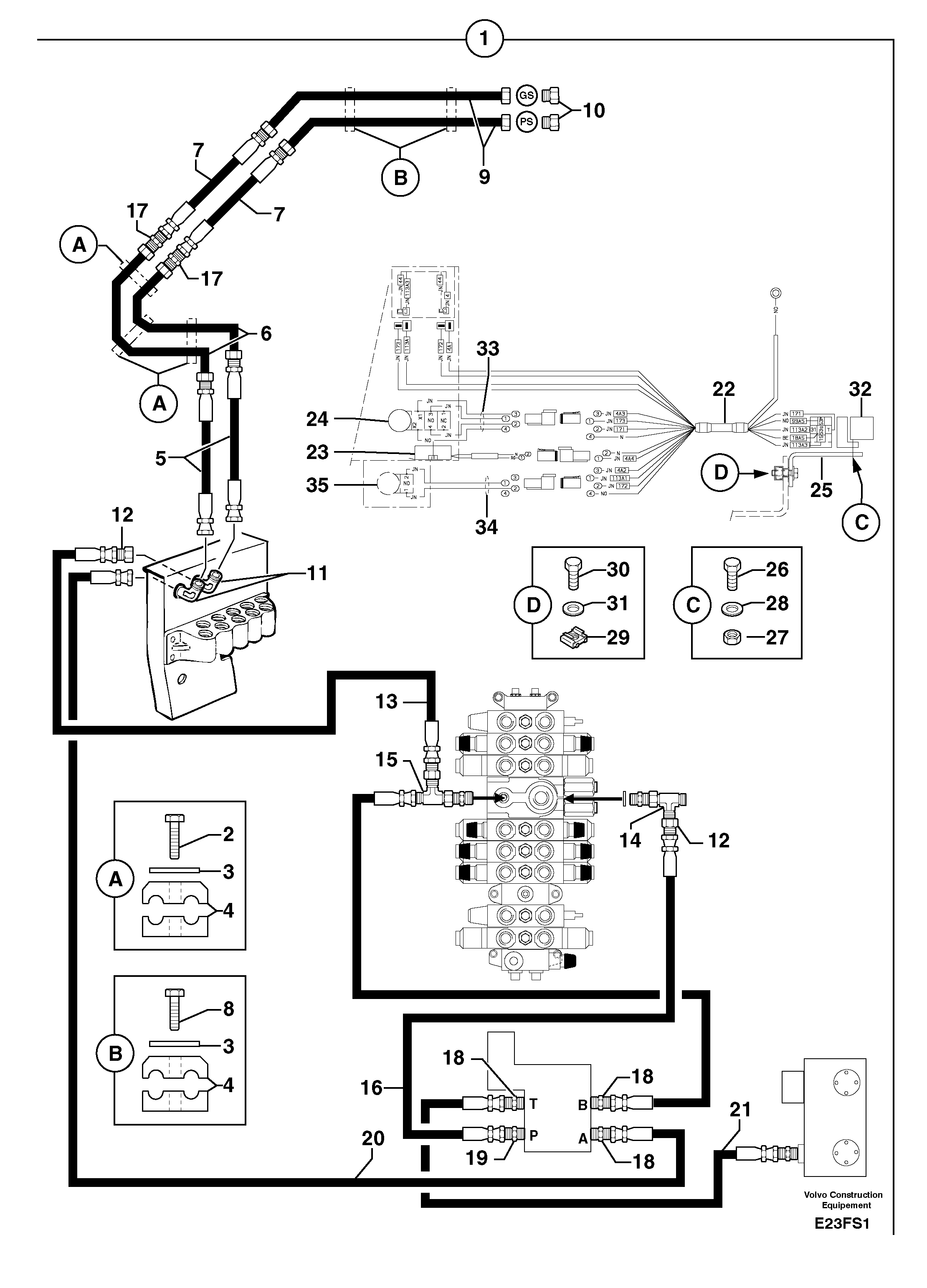 Hyd. circuit (quickfit/double-acting) — volvo parts diagram