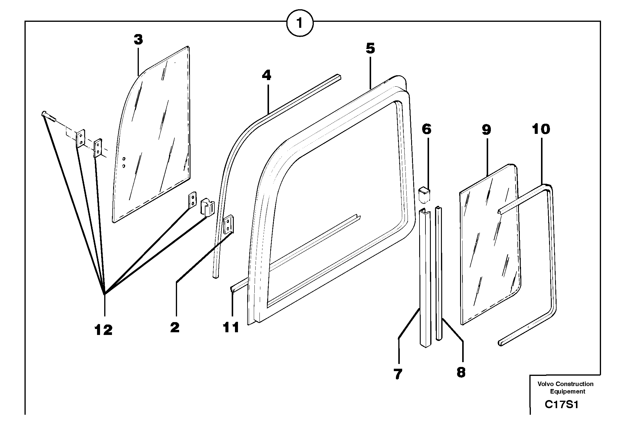 Cab : sliding window ( right ) — volvo parts diagram