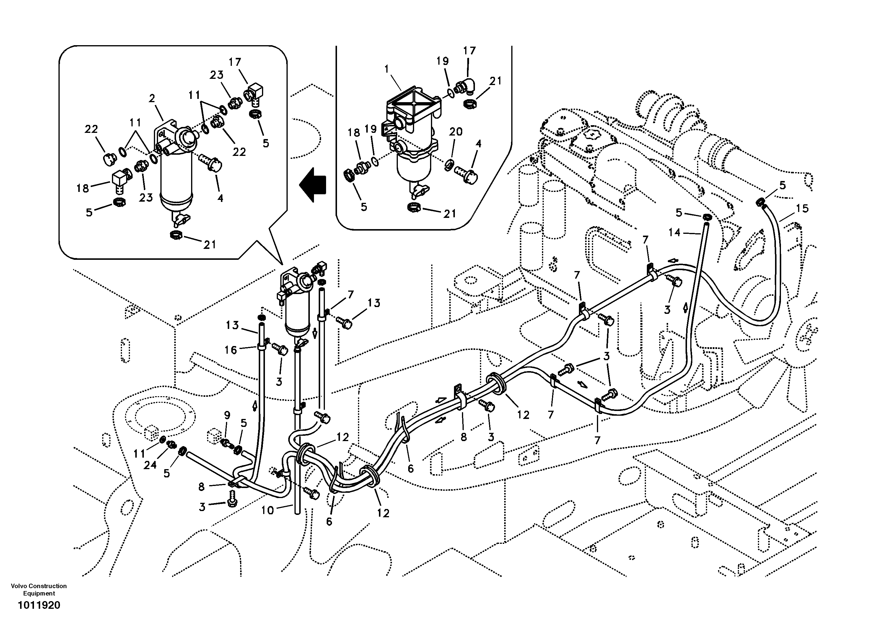 Fuel pipe - Fuel tank  D10B ENGINE — volvo parts diagram
