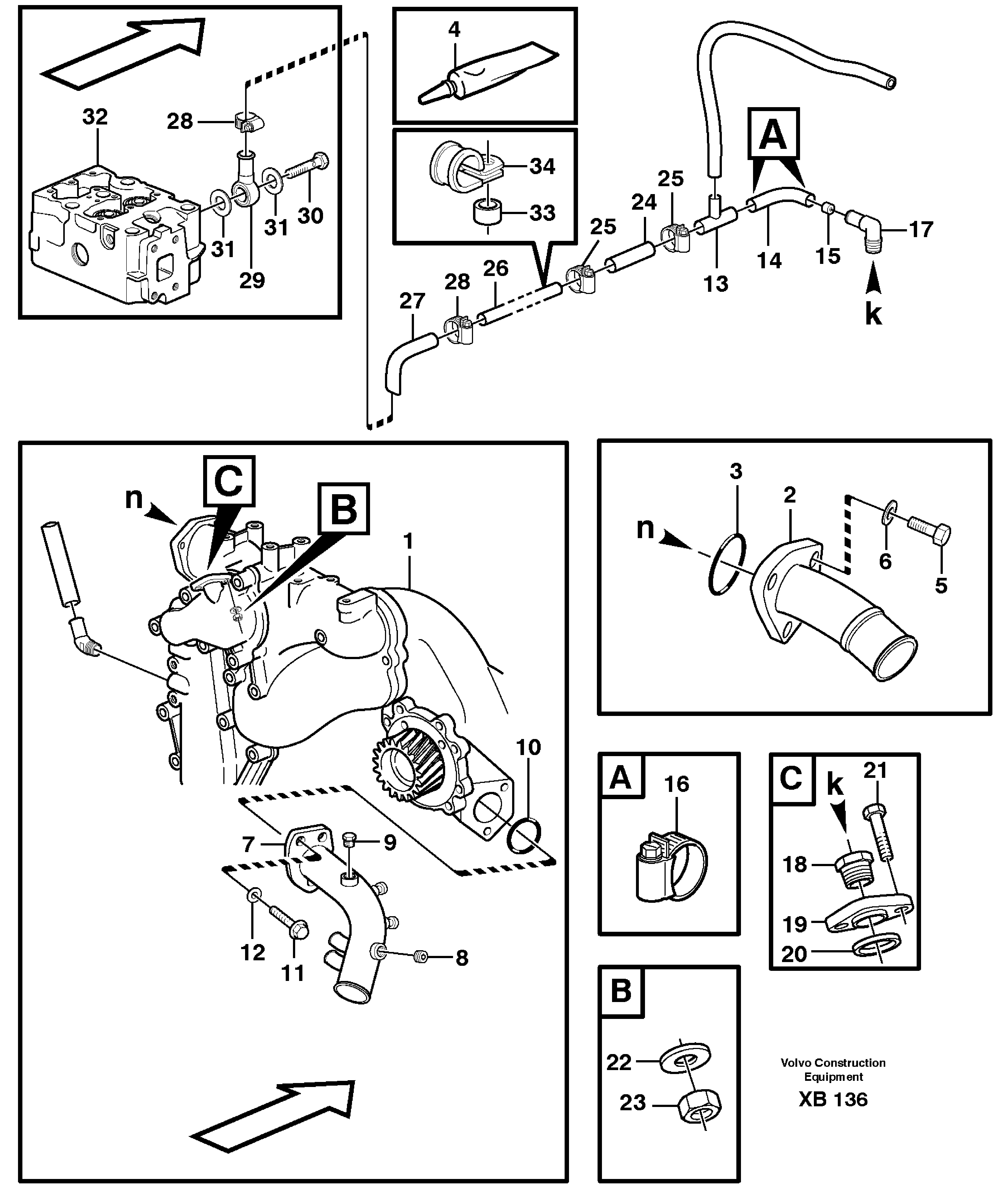 Cooling system  D10B ENGINE — volvo parts diagram