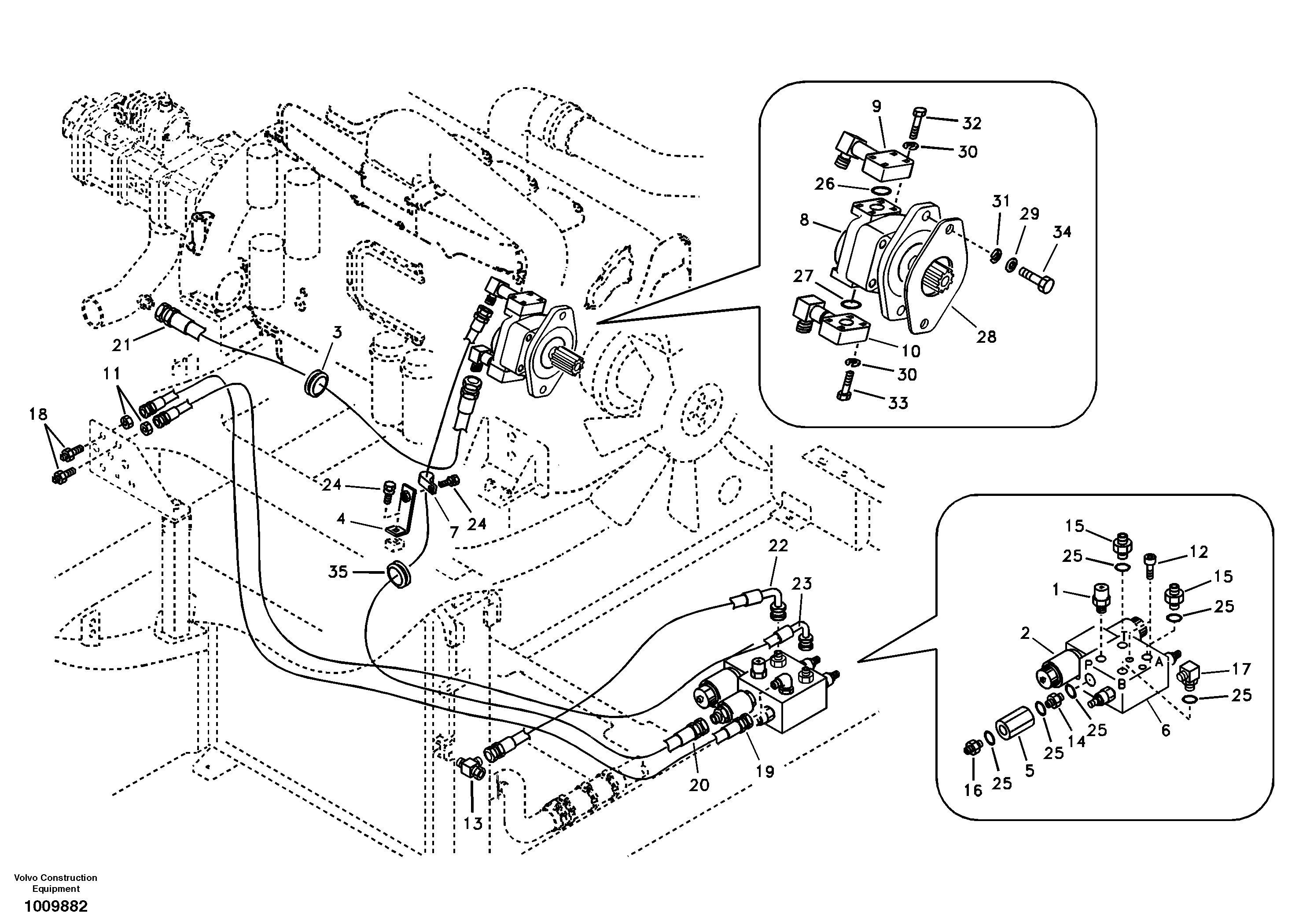 Working hydraulic, slope and rotator on upper frame — volvo parts diagram