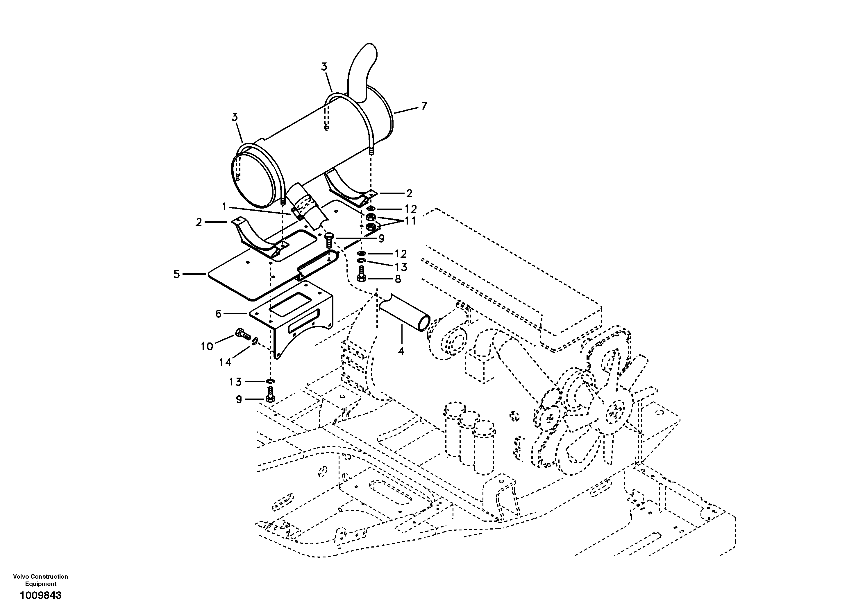 Exhaust system  D12C ENGINE — volvo parts diagram