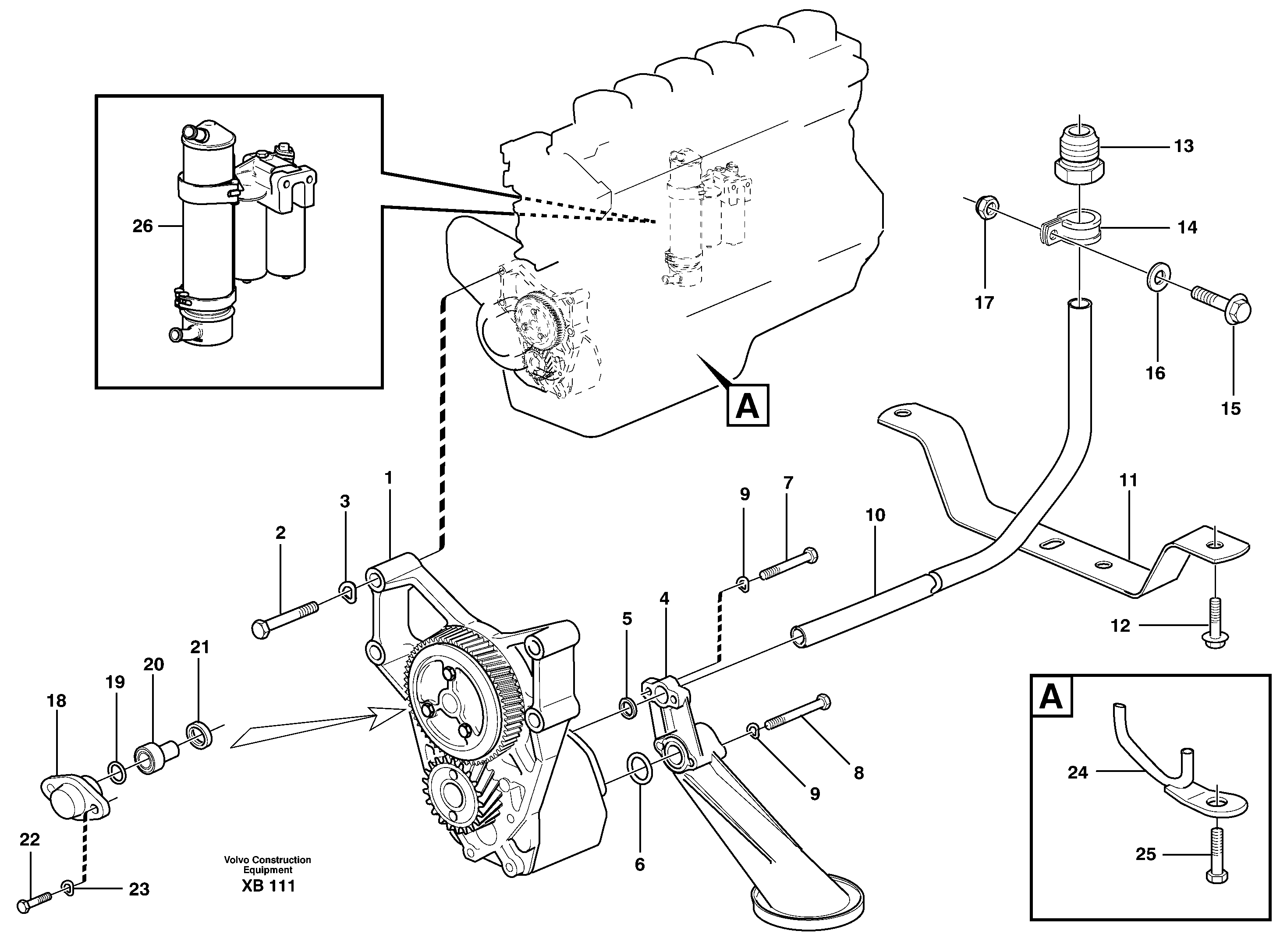 Lubricating oil system  D10B ENGINE — volvo parts diagram
