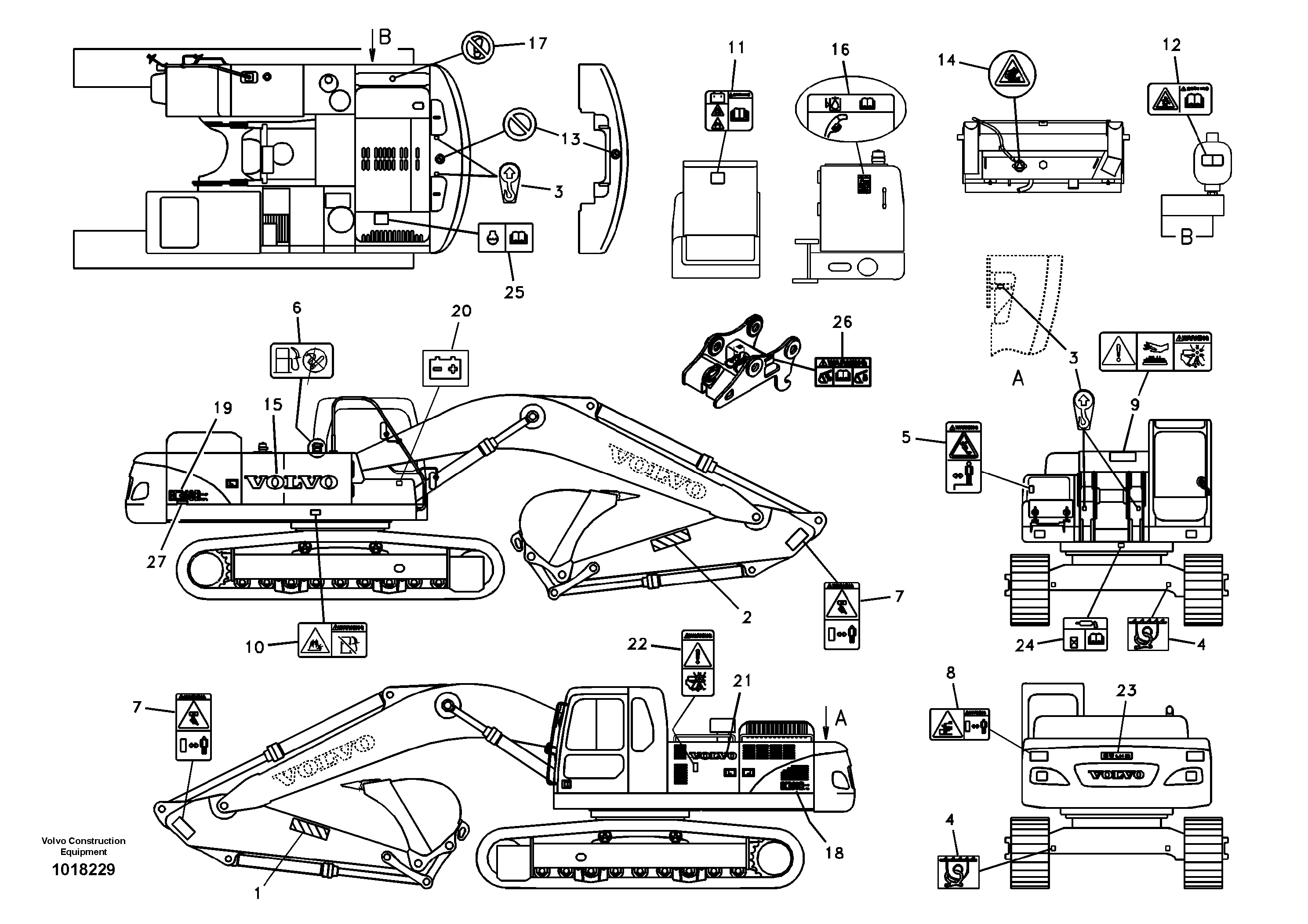 Decal, outer location  D12C ENGINE — volvo parts diagram