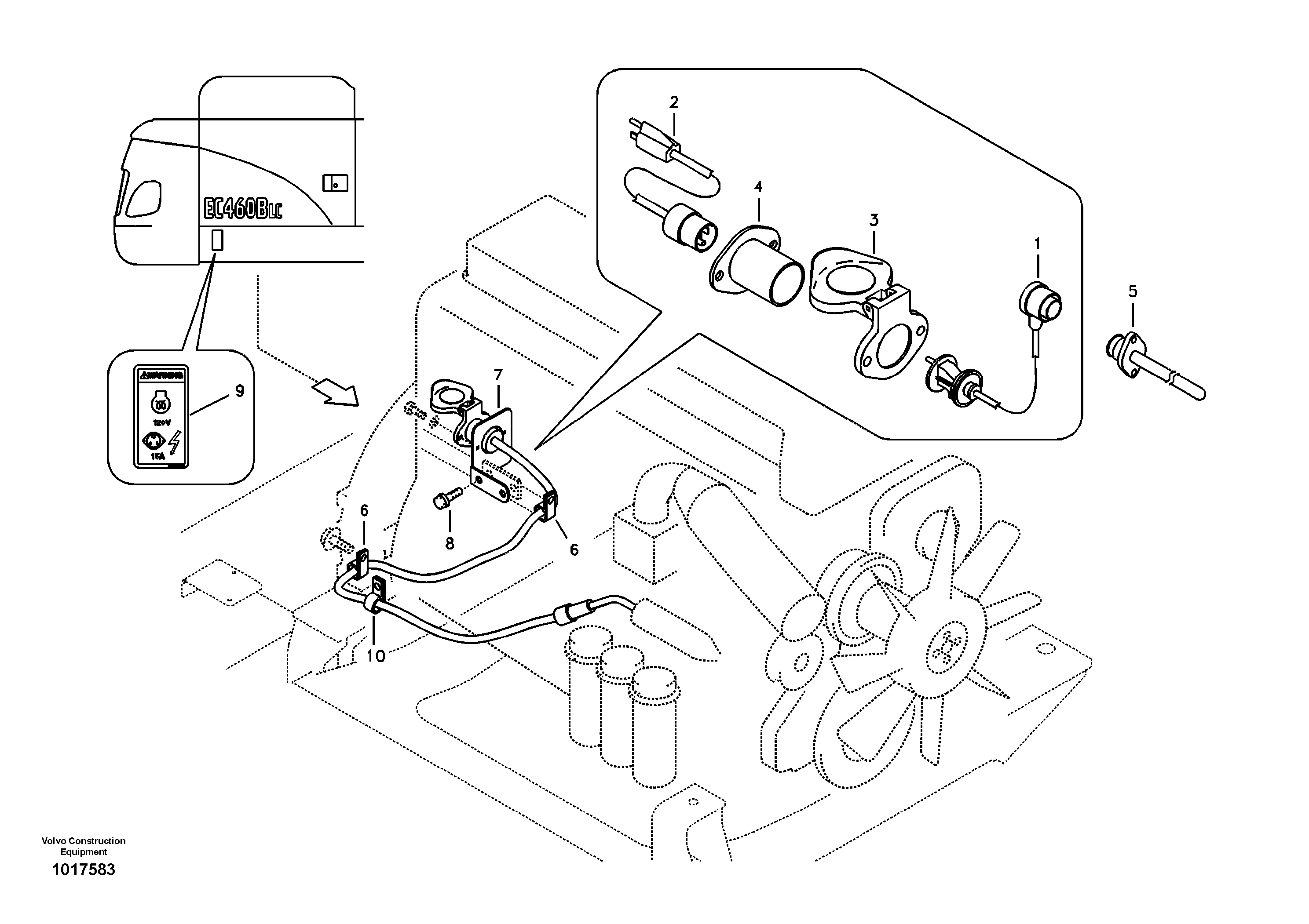 Engine block heater  D12C ENGINE — volvo parts diagram