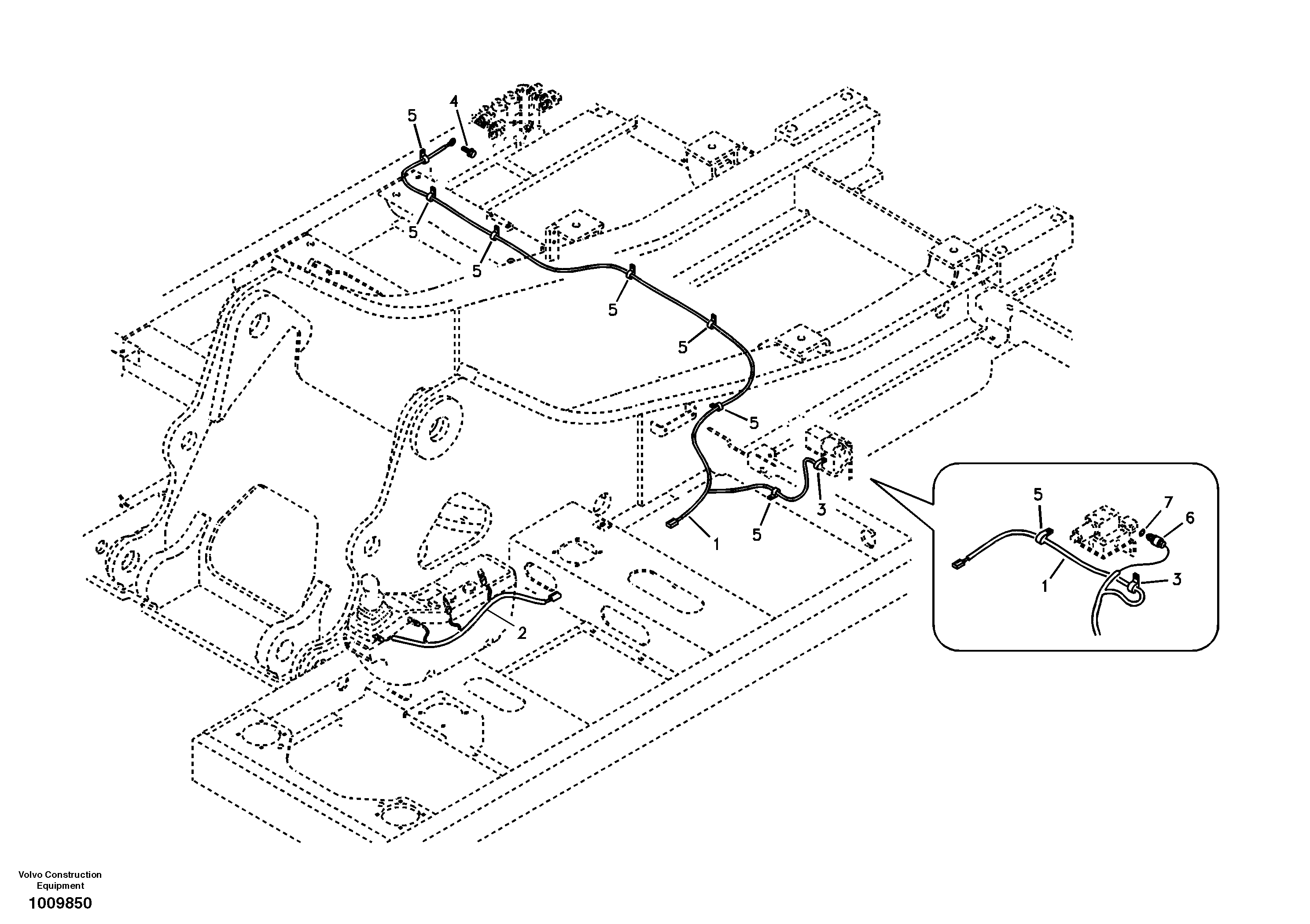 Cable and wire harness for clamshell bucket — volvo parts diagram