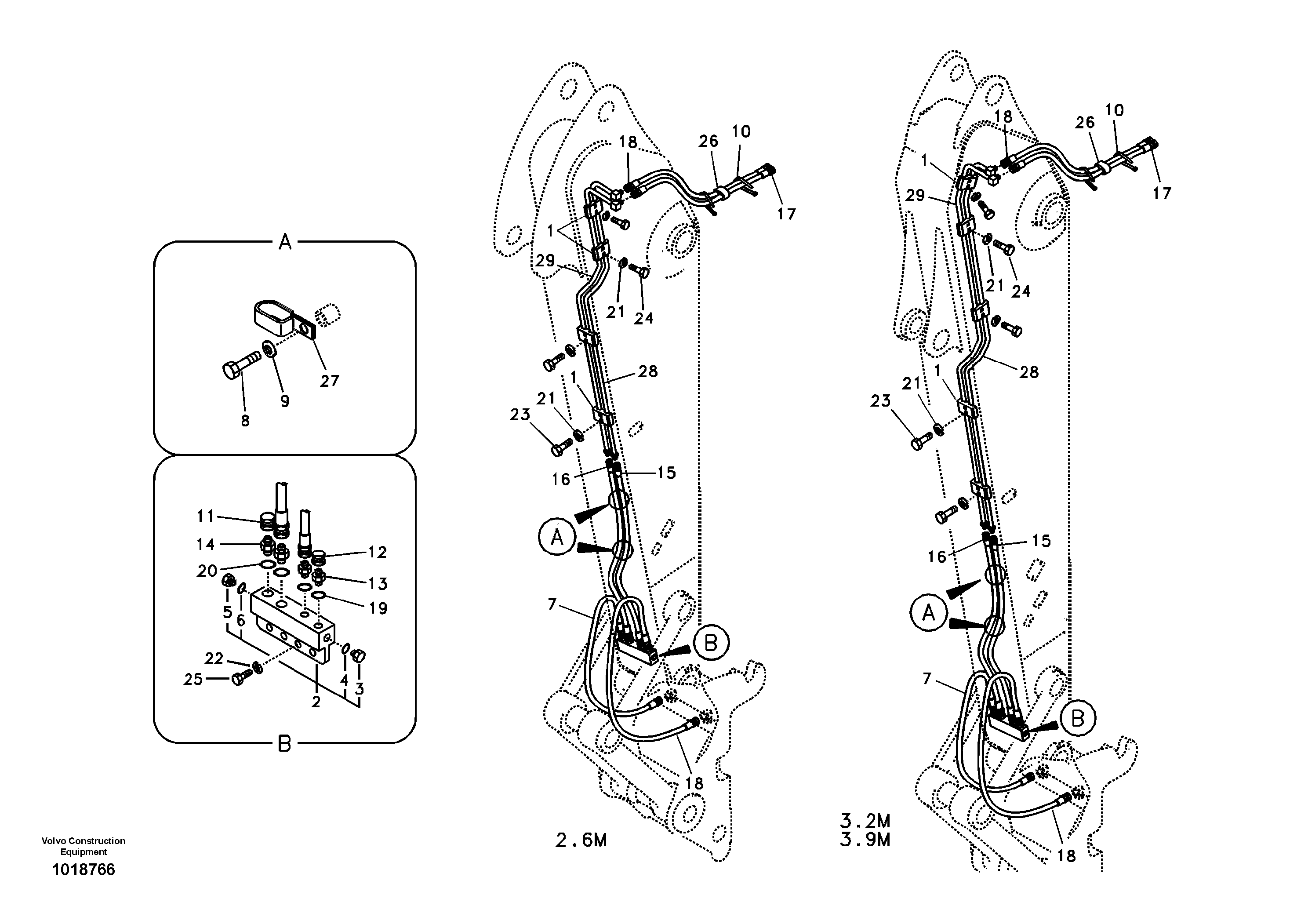 Working hydraulic, quick fit on dipper arm — volvo parts diagram